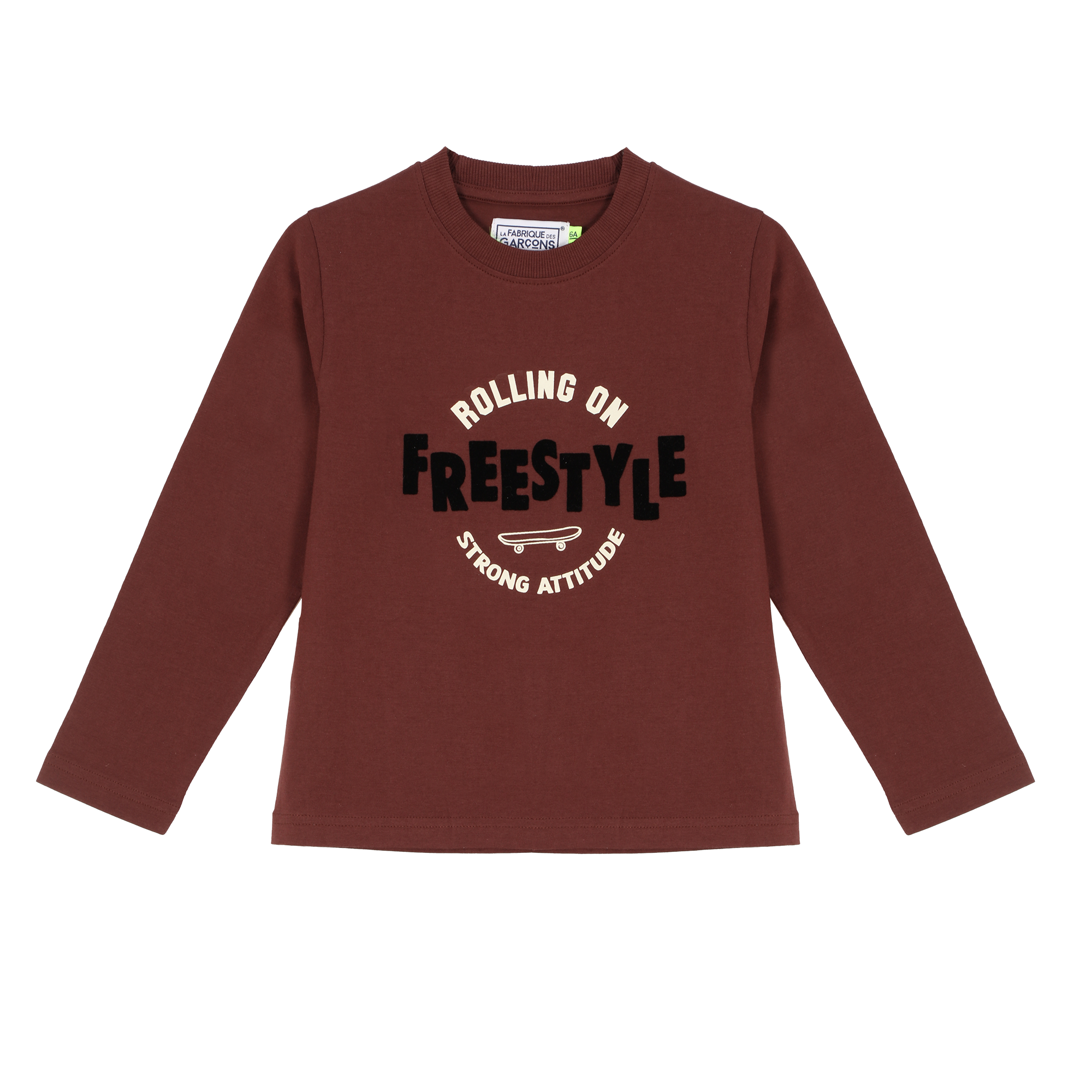 Tee-shirt manches longues avec animation 3-12 ans  - Marron