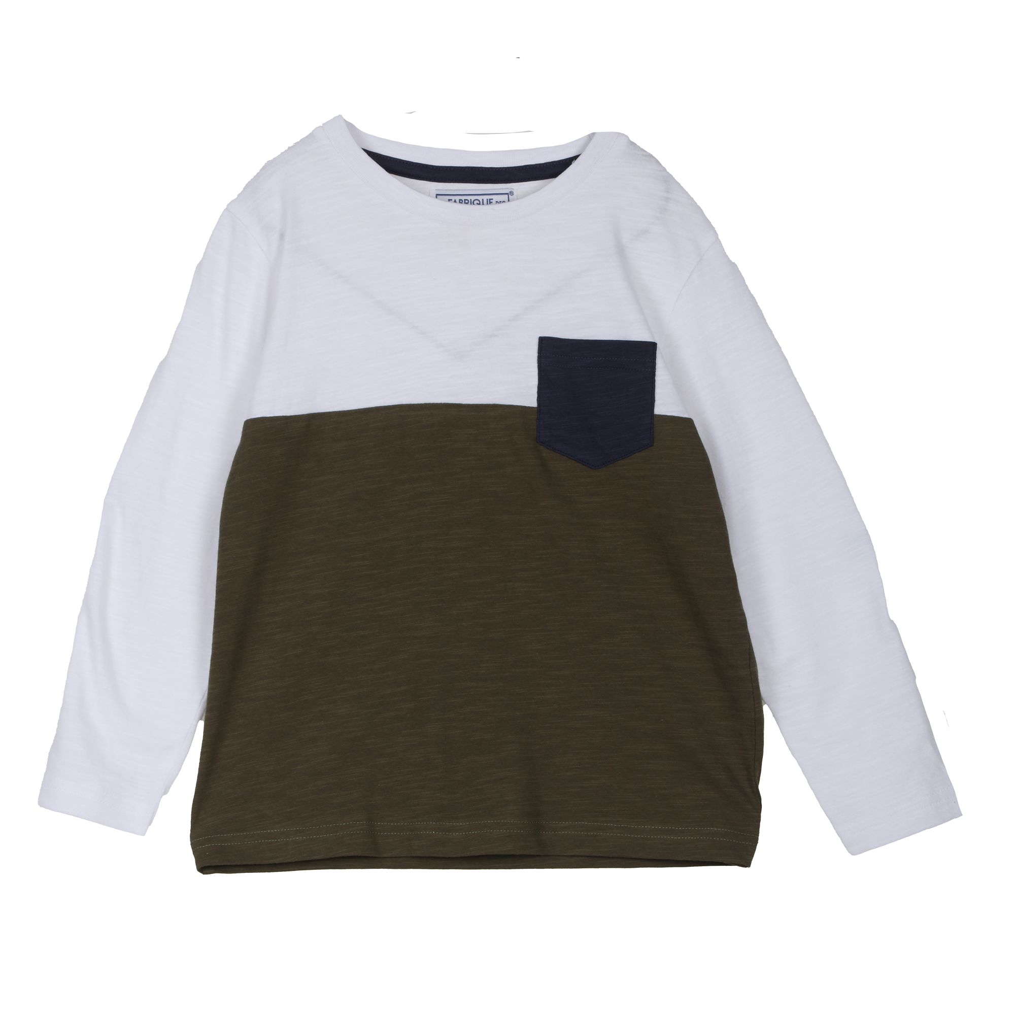 Tee-shirt manches longues color block 3/12 ans - Kaki