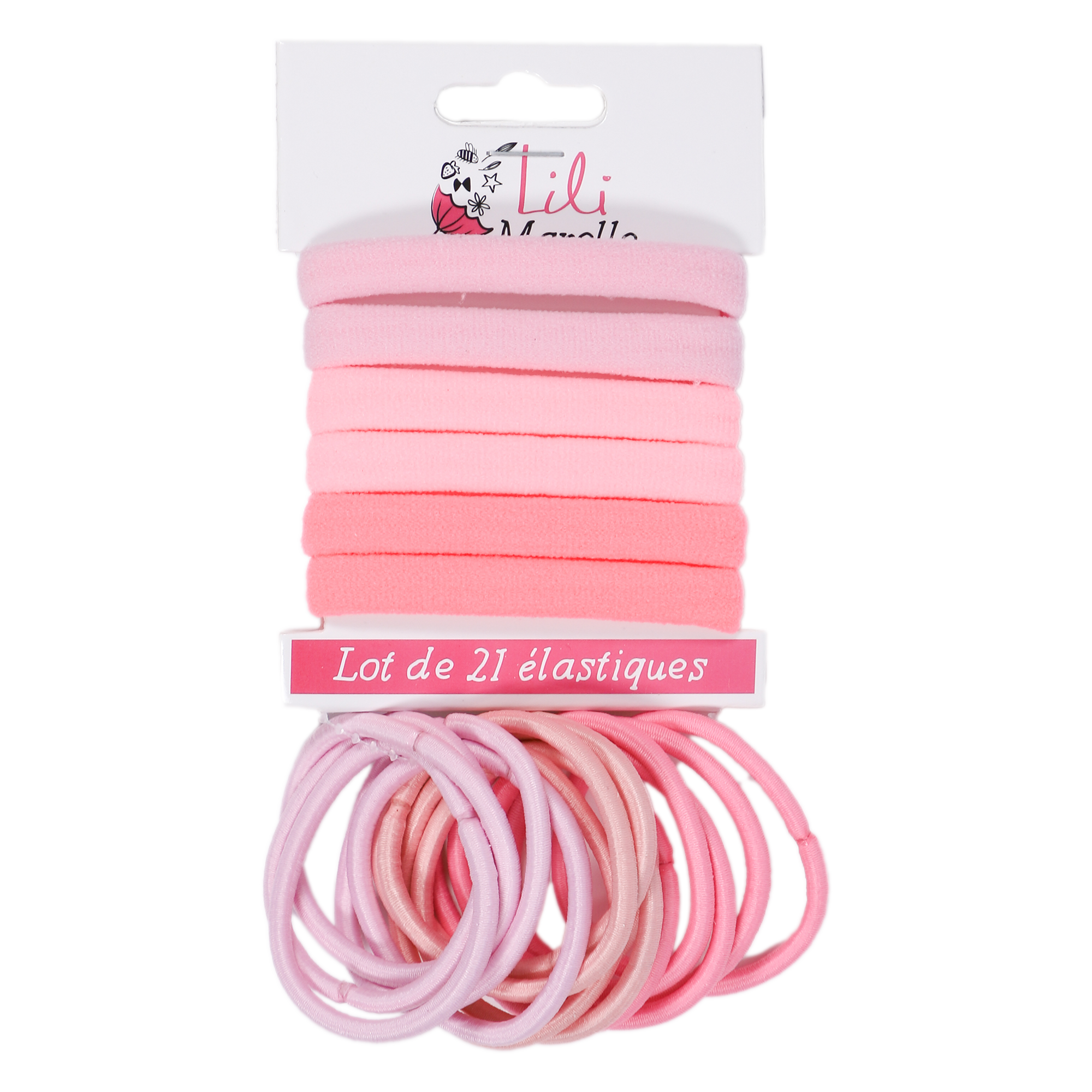 Lot de 21 élastiques rose