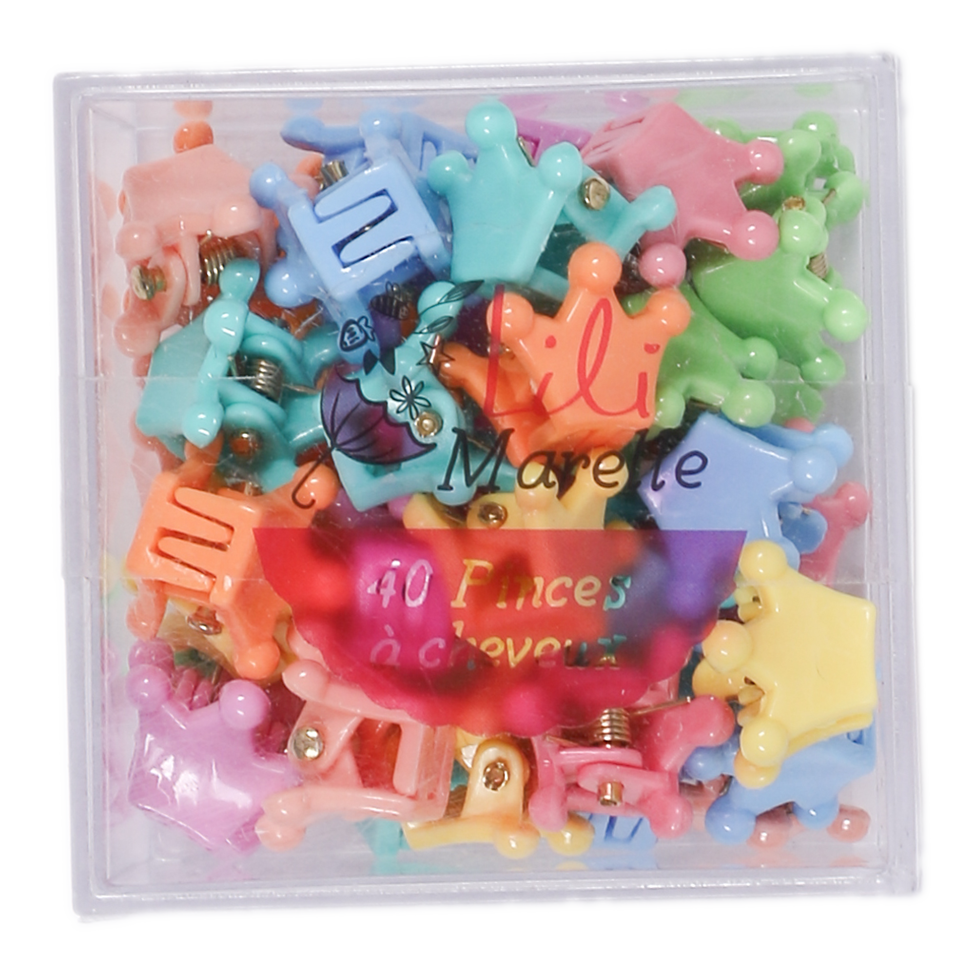 Boîte de 40 petites pinces fantaisie