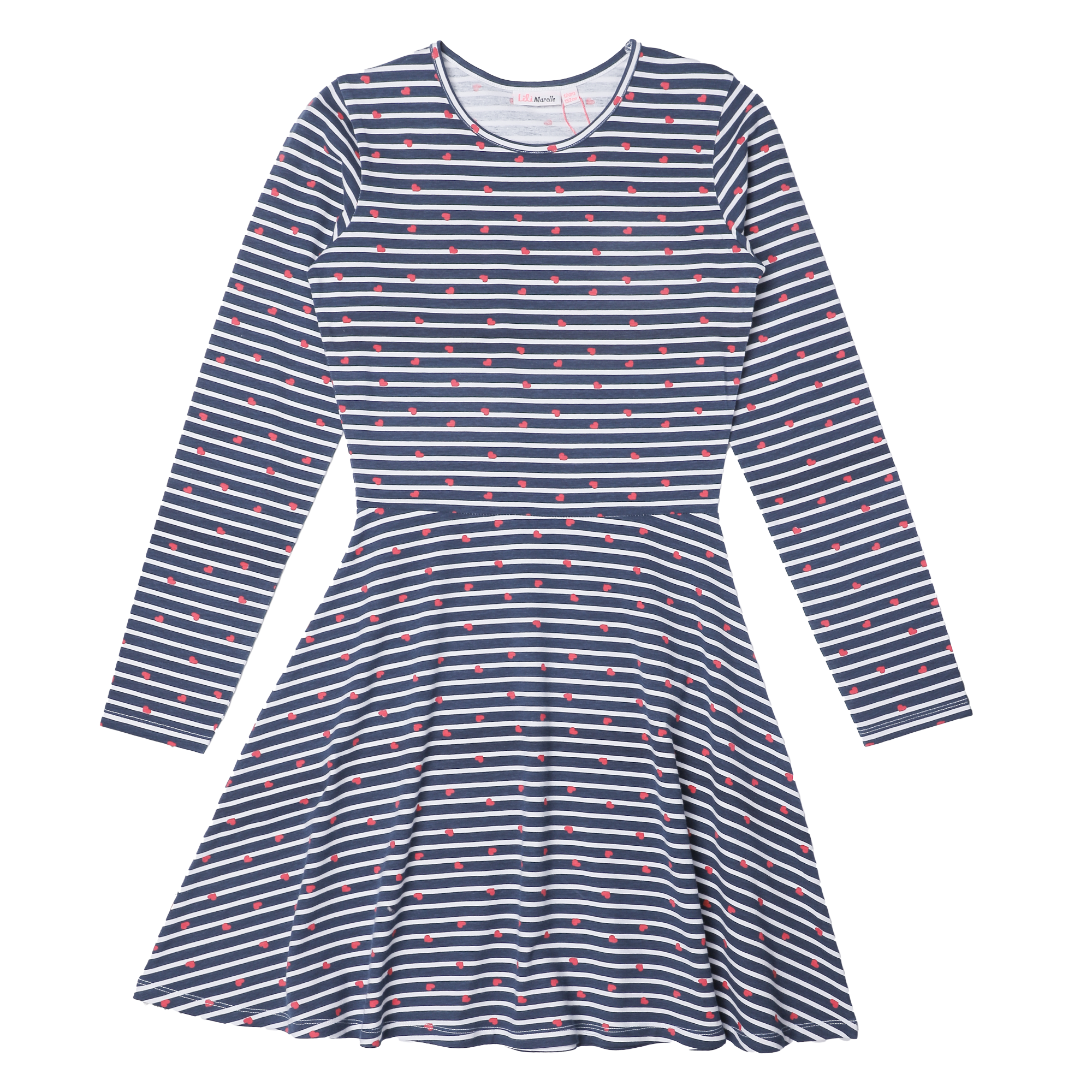 Robe rayée à manches longues 8/12 ans - Rouge