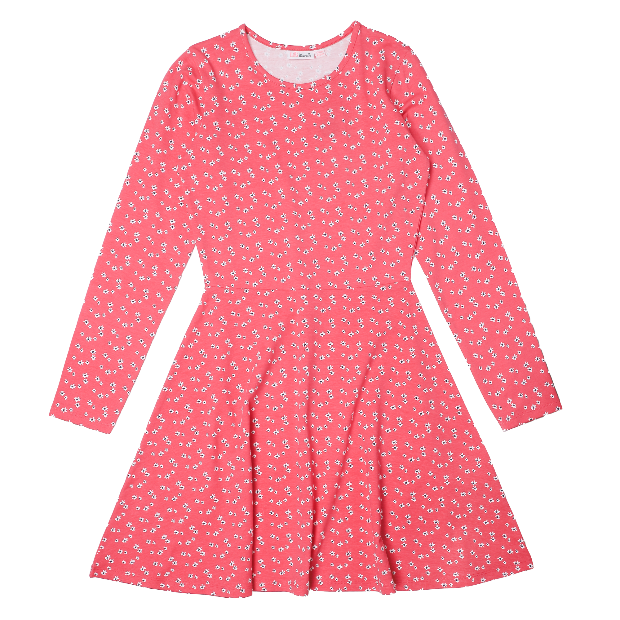 Robe rayée à manches longues 8/12 ans - Rouge