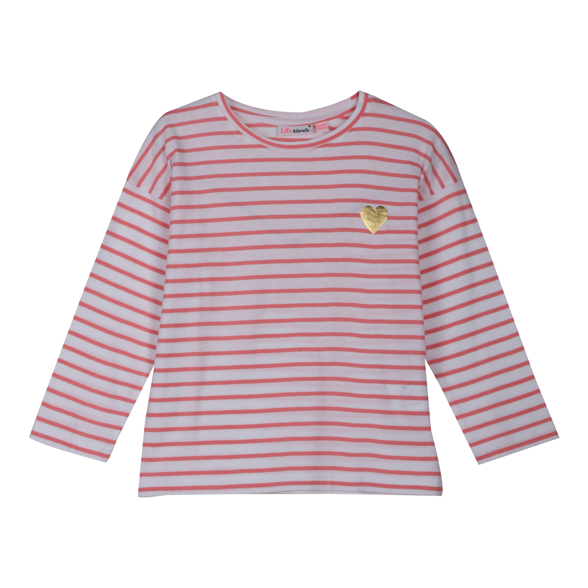 Tee-shirt manches longues marinière 3/6ans - Rose
