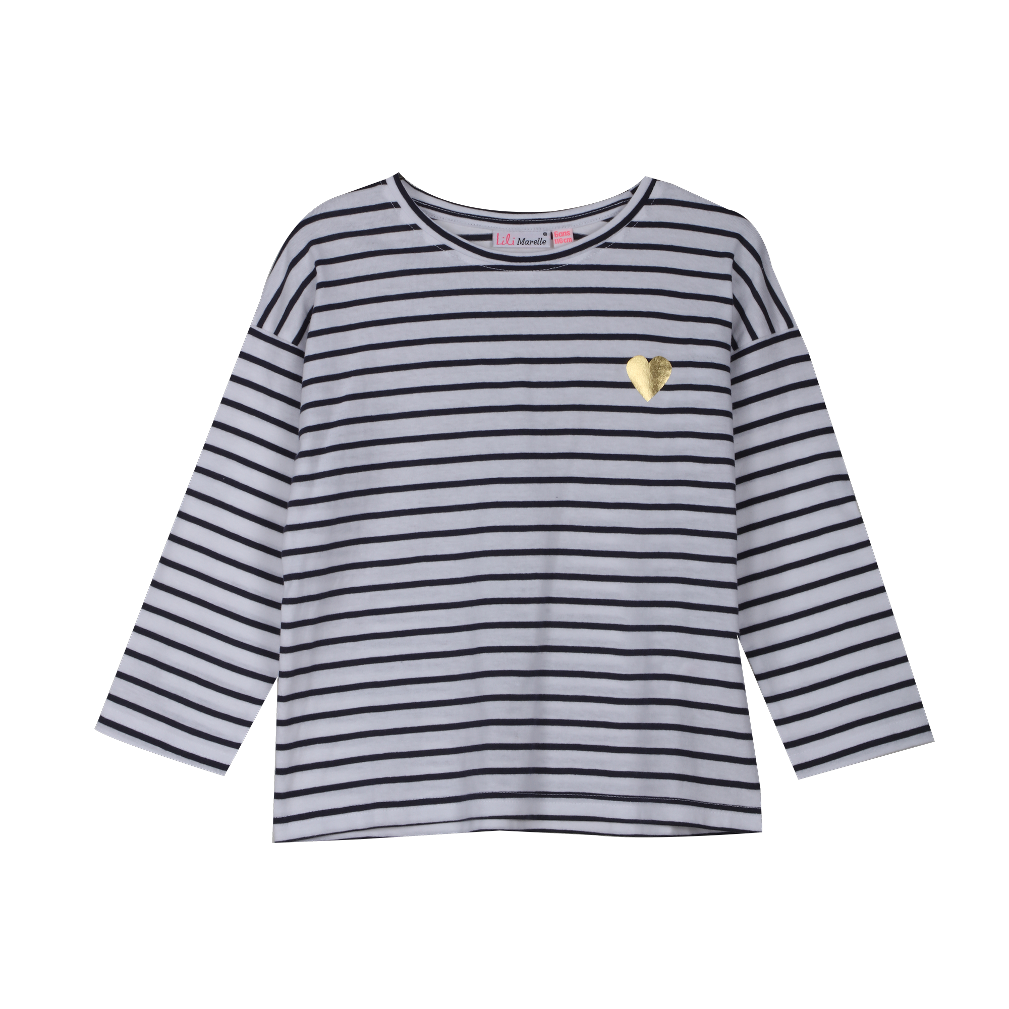 Tee-shirt manches longues marinière 3/6ans - Bleu foncé