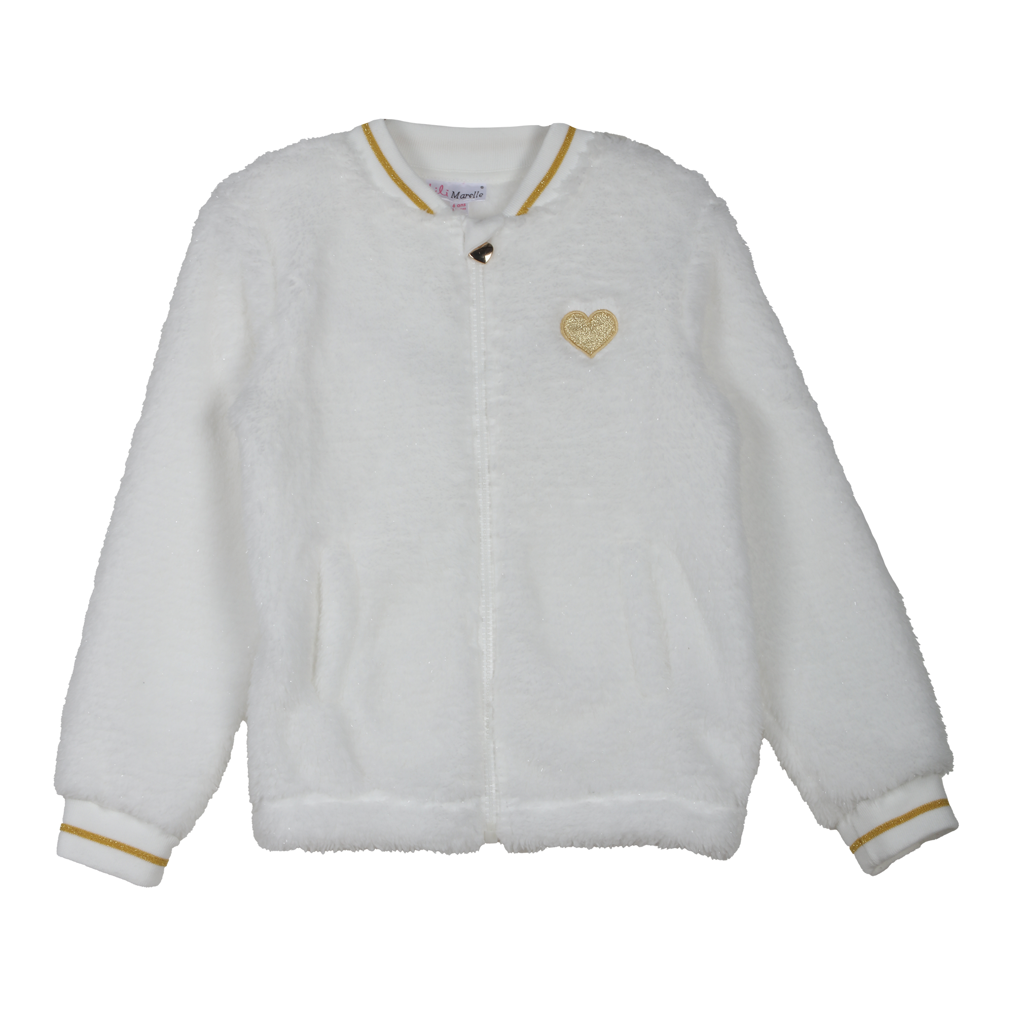 Sweat zippé fausse fourrure 8/12 ans  - Blanc