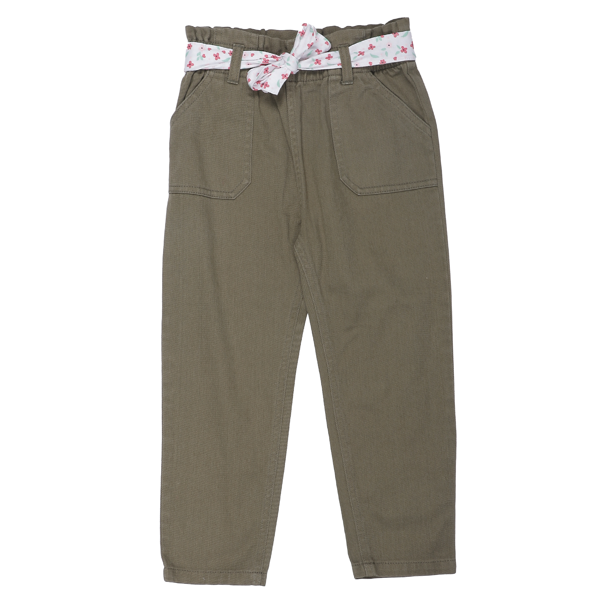 Jeans kaki ceinture foulard
