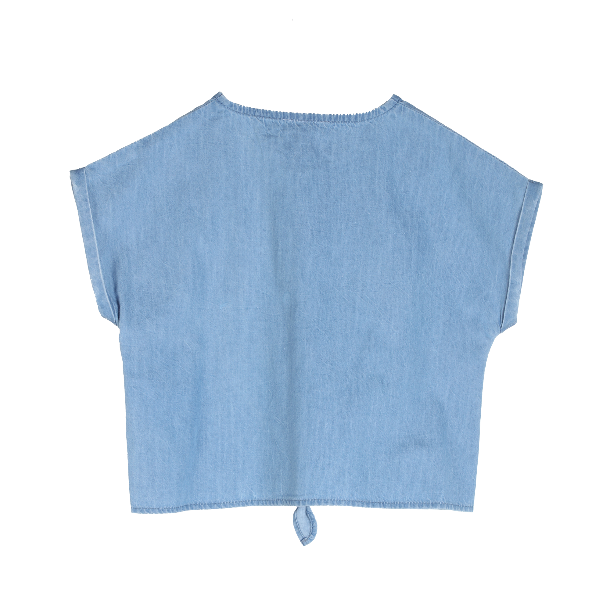 blouse manches courtes nouée 3/10 ans - Bleu
