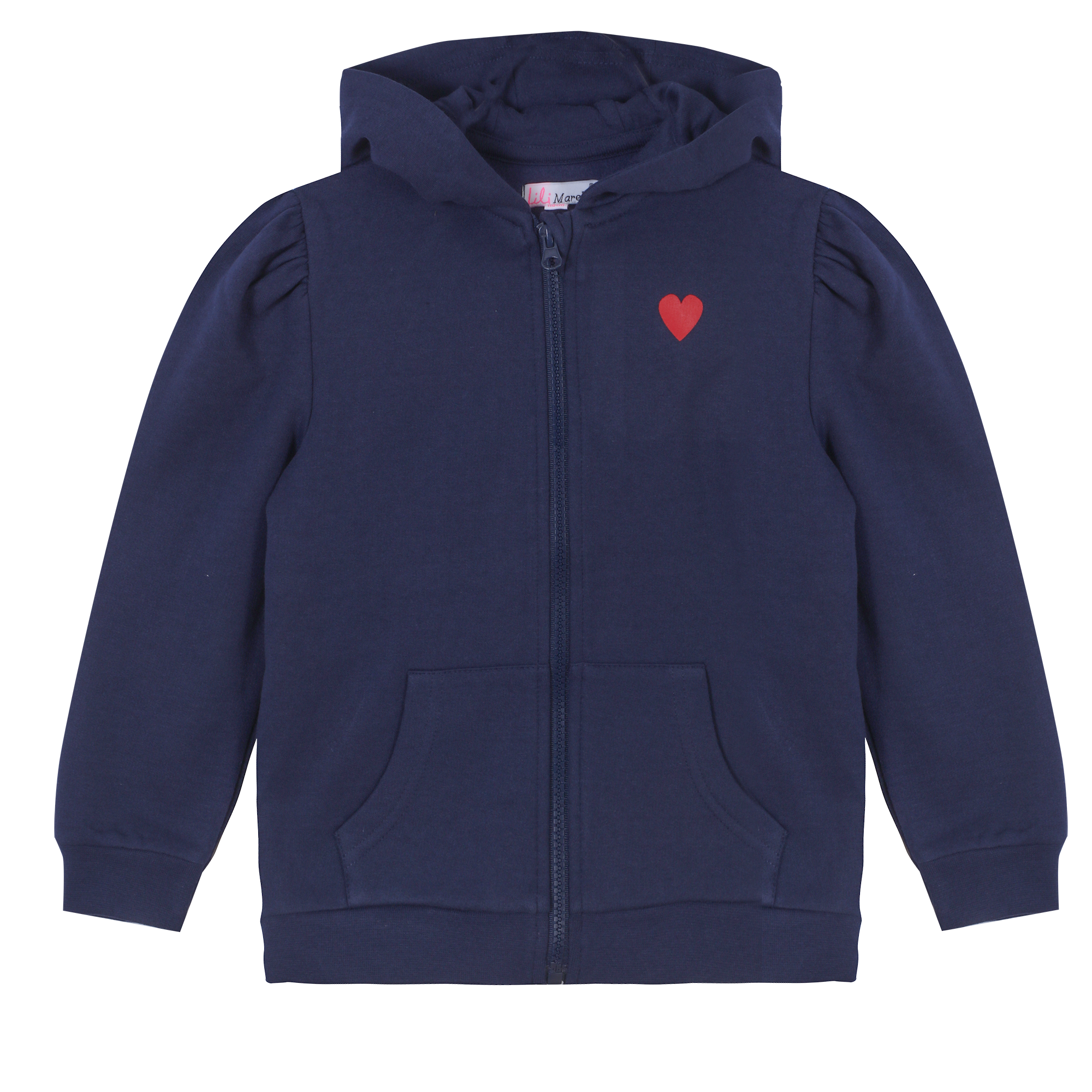 Sweat zippé à capuche brodé cœur 3/12 ans - Rose foncé