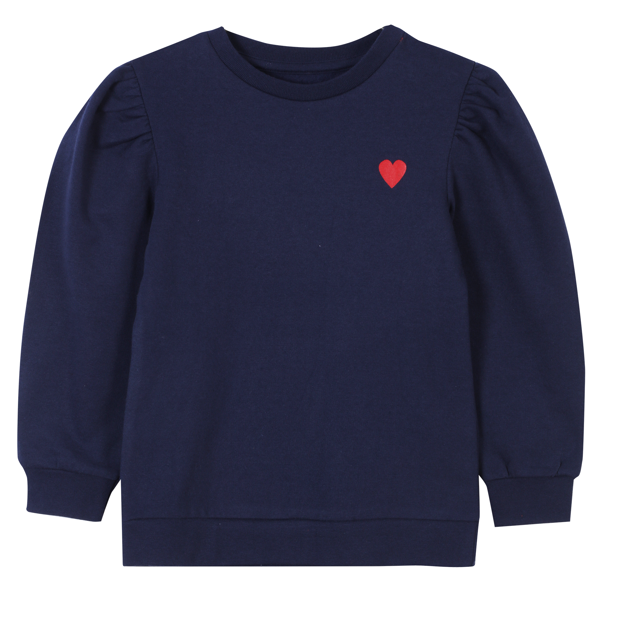 Sweat col rond brodé cœur 3/12 ans - Bleu foncé