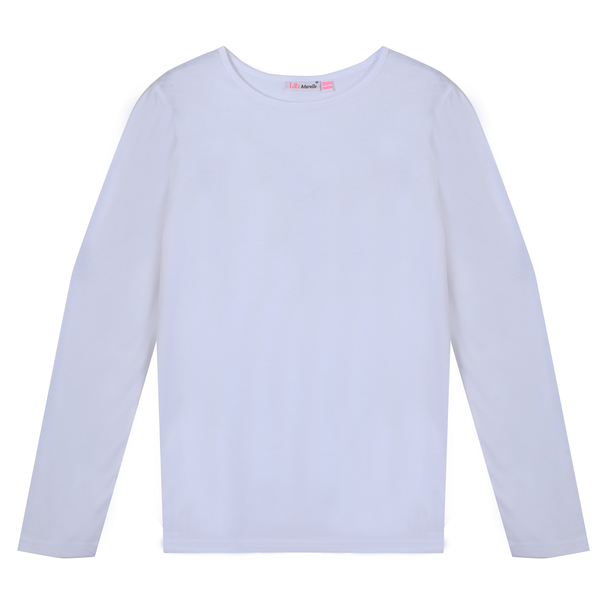 Tee-shirt uni manches longues 3/12 ans - Blanc