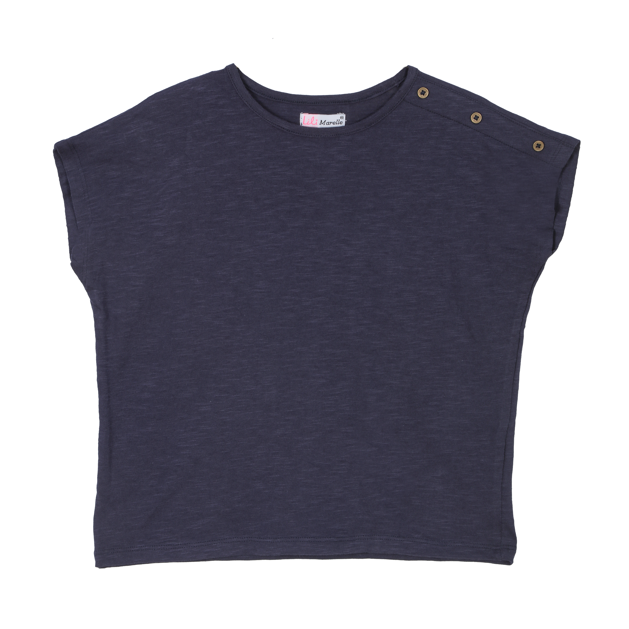 Tee-shirt boutons épaule 3/6 ans - Bleu foncé
