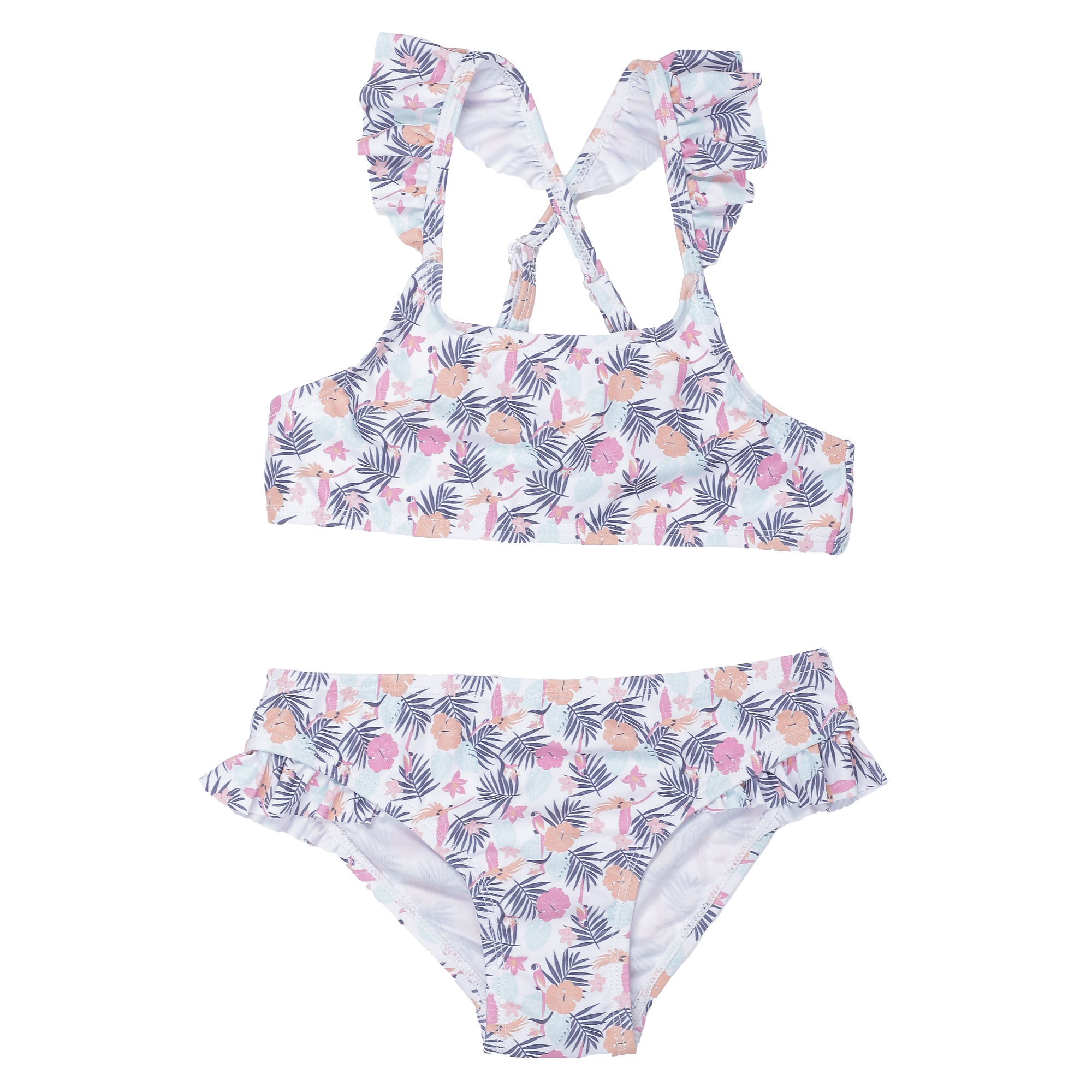 Maillot de bain 2 pièces avec volants - Blanc