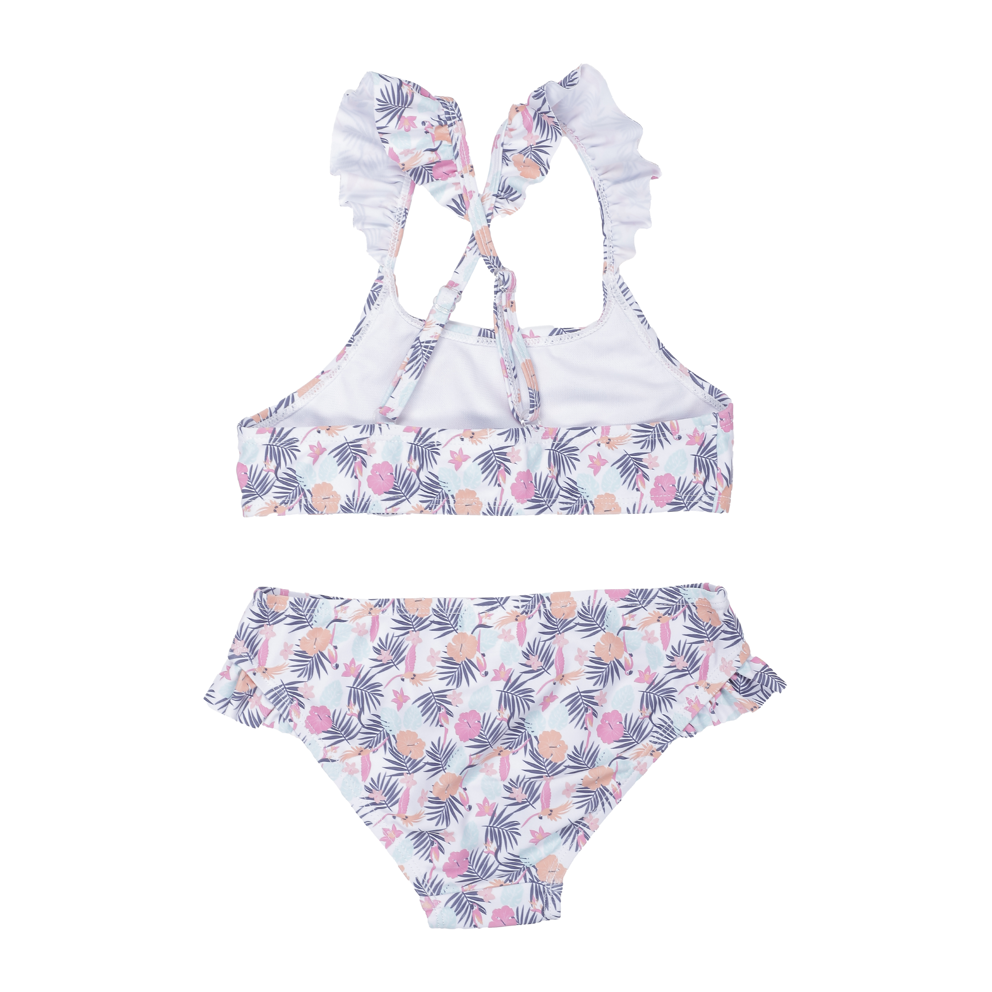Maillot de bain 2 pièces avec volants - Blanc