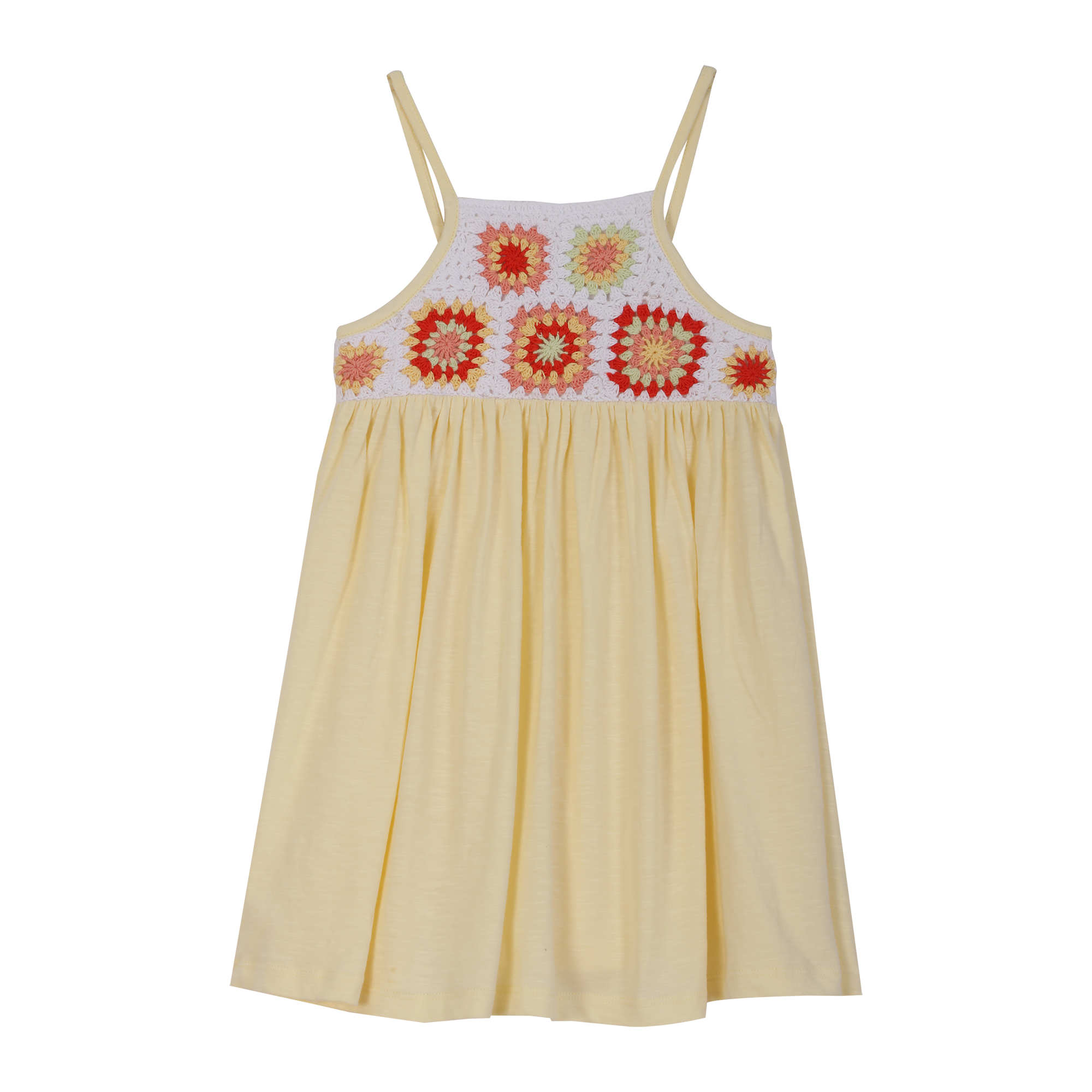Robe fine détails crochet 3/6 ans - Rose