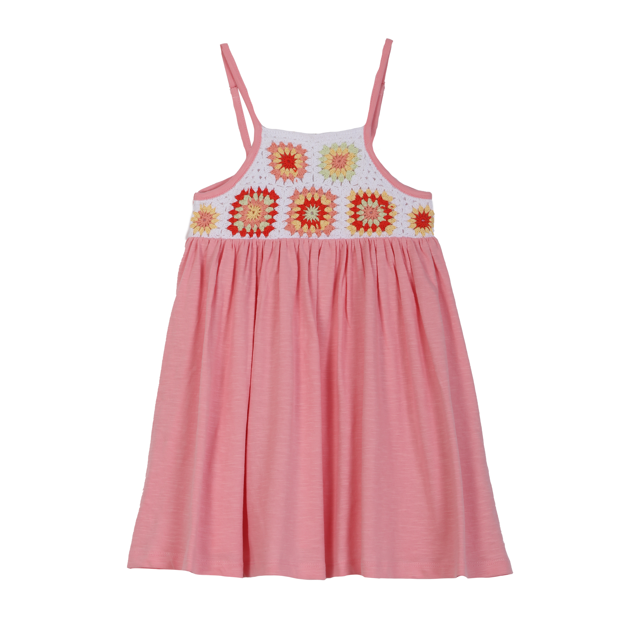 Robe fine détails crochet 3/6 ans - Jaune