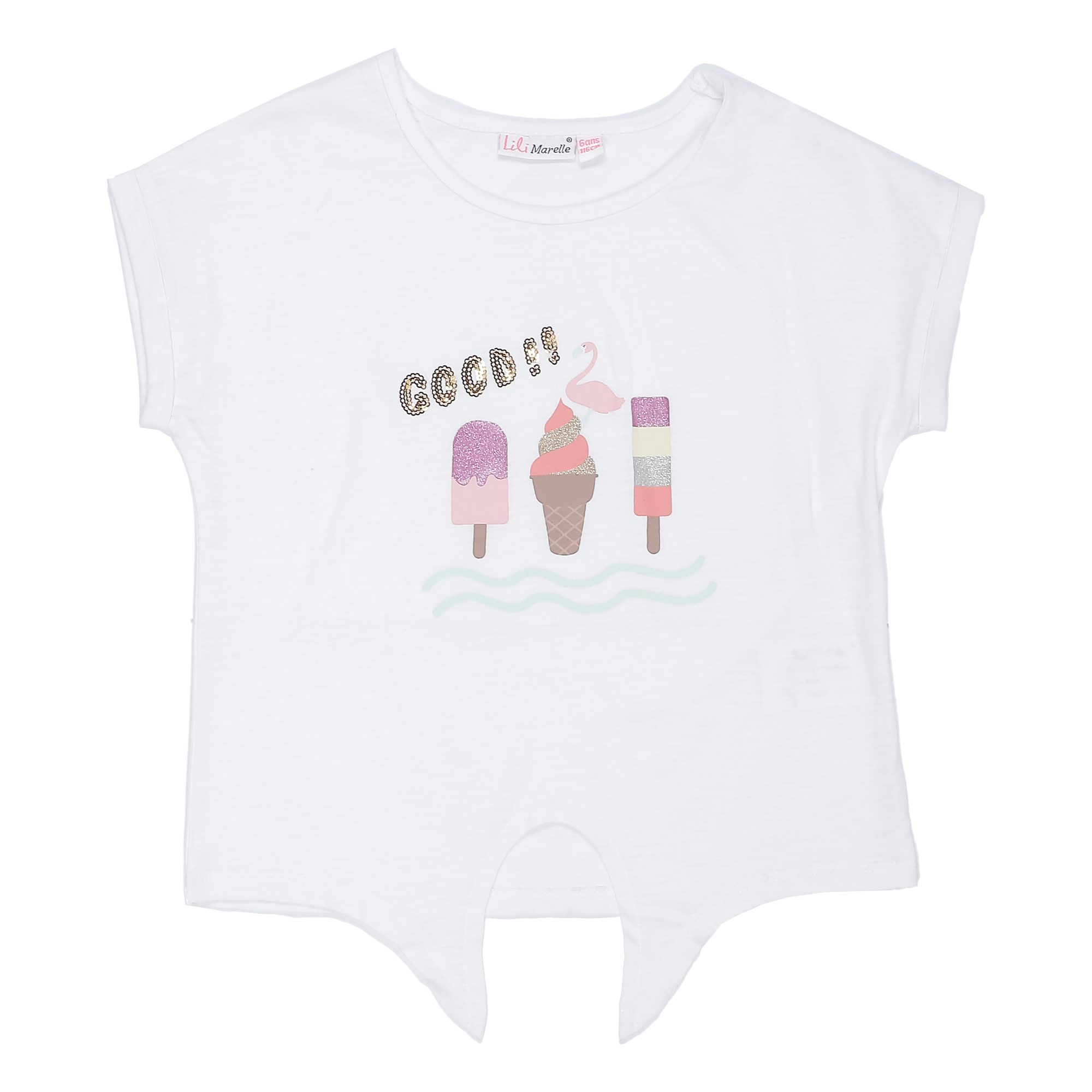 Tee-shirt manches courtes avec nœud 3/6 ans - Blanc