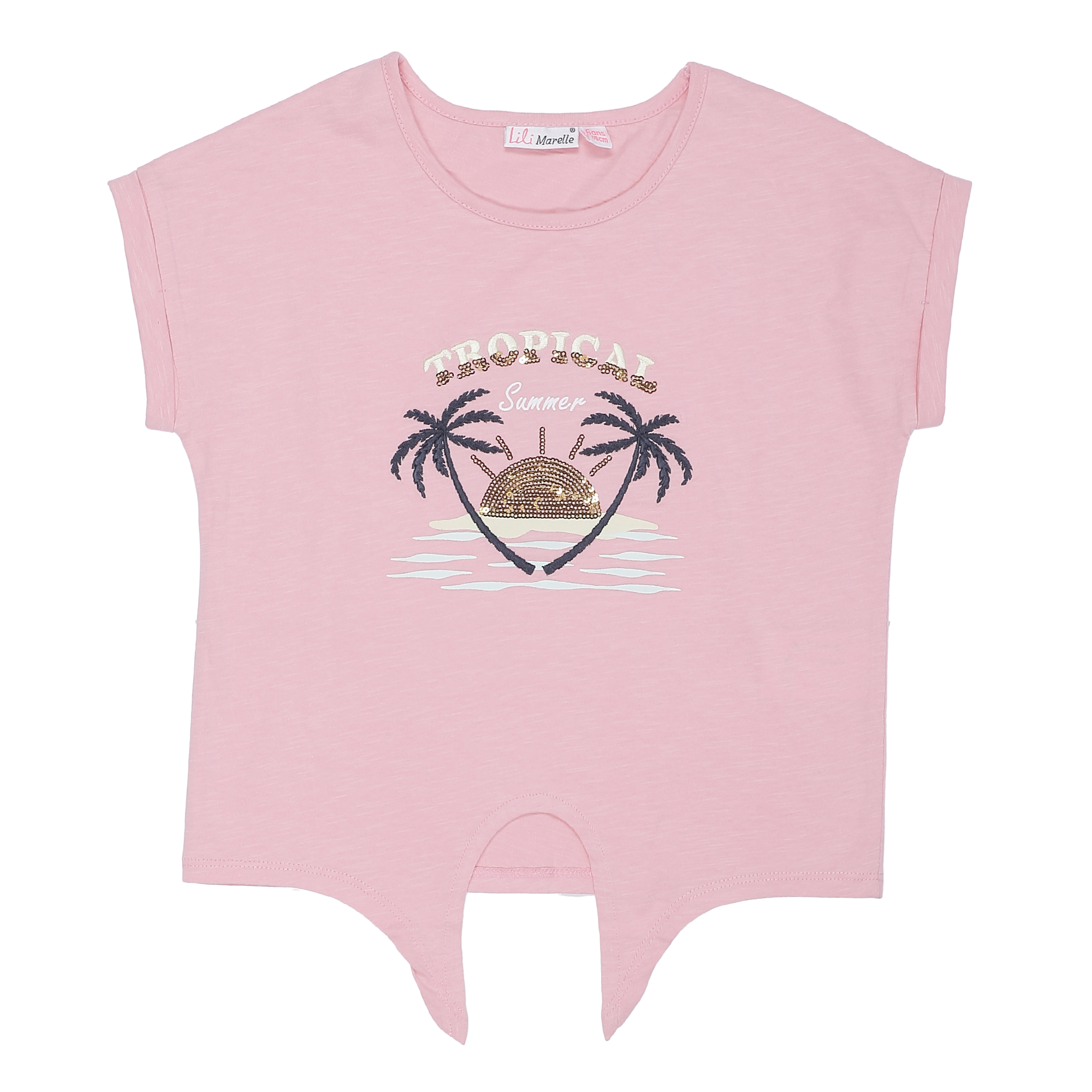 Tee-shirt manches courtes avec nœud 3/6 ans - Rose