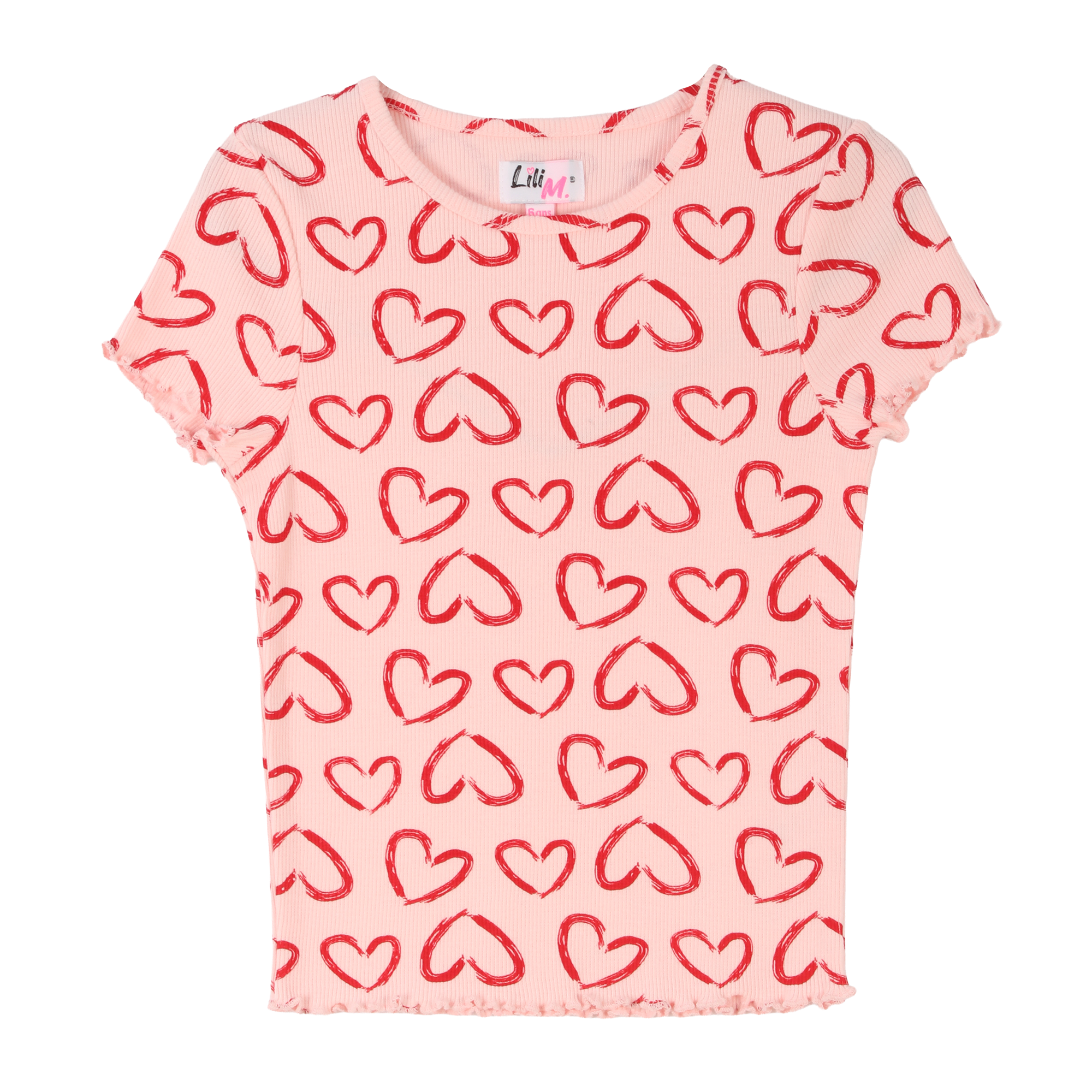 Tee-shirt manches courtes côtelé 3/12 ans - Rose