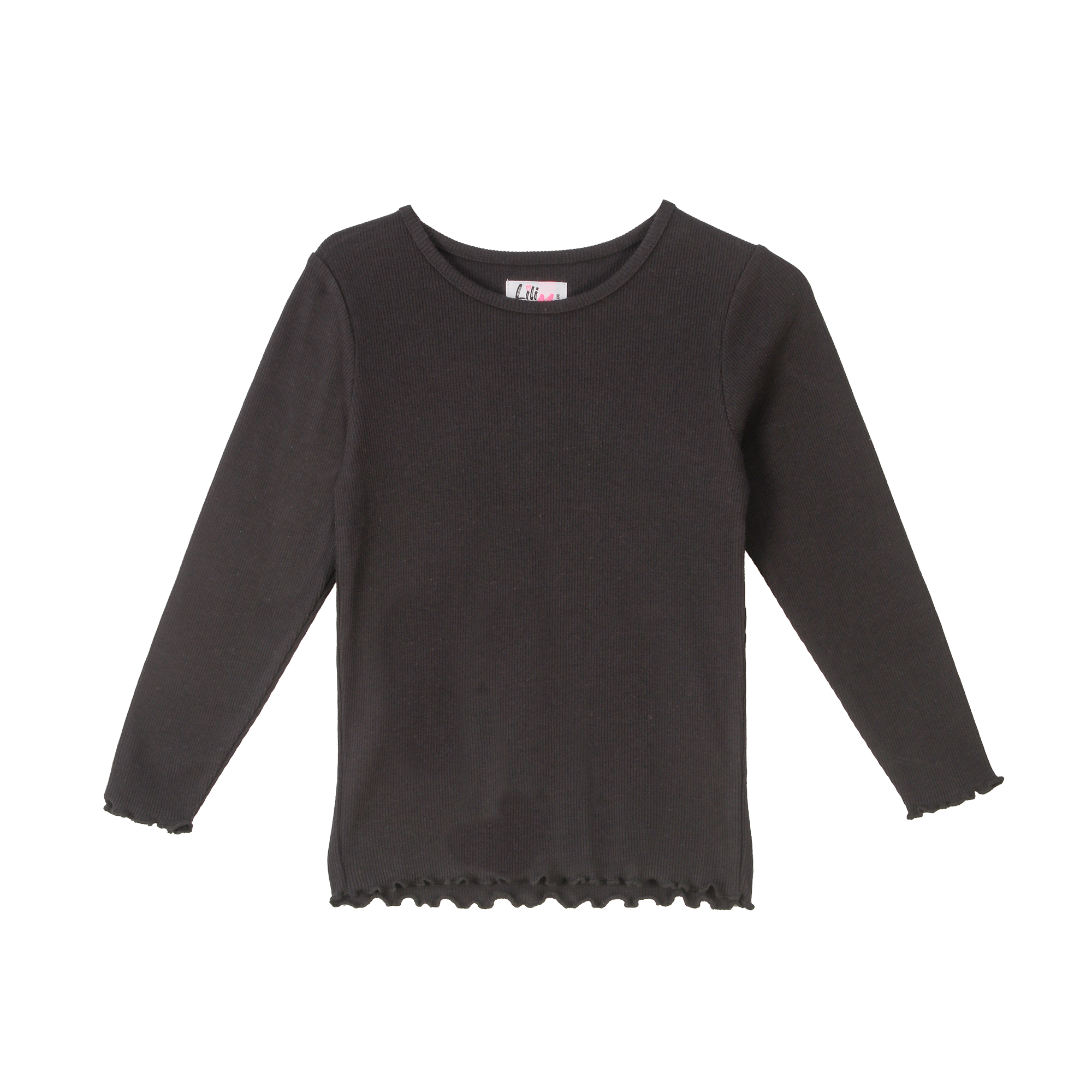 Tee-shirt manches longues côtelé 3/12 ans - Noir