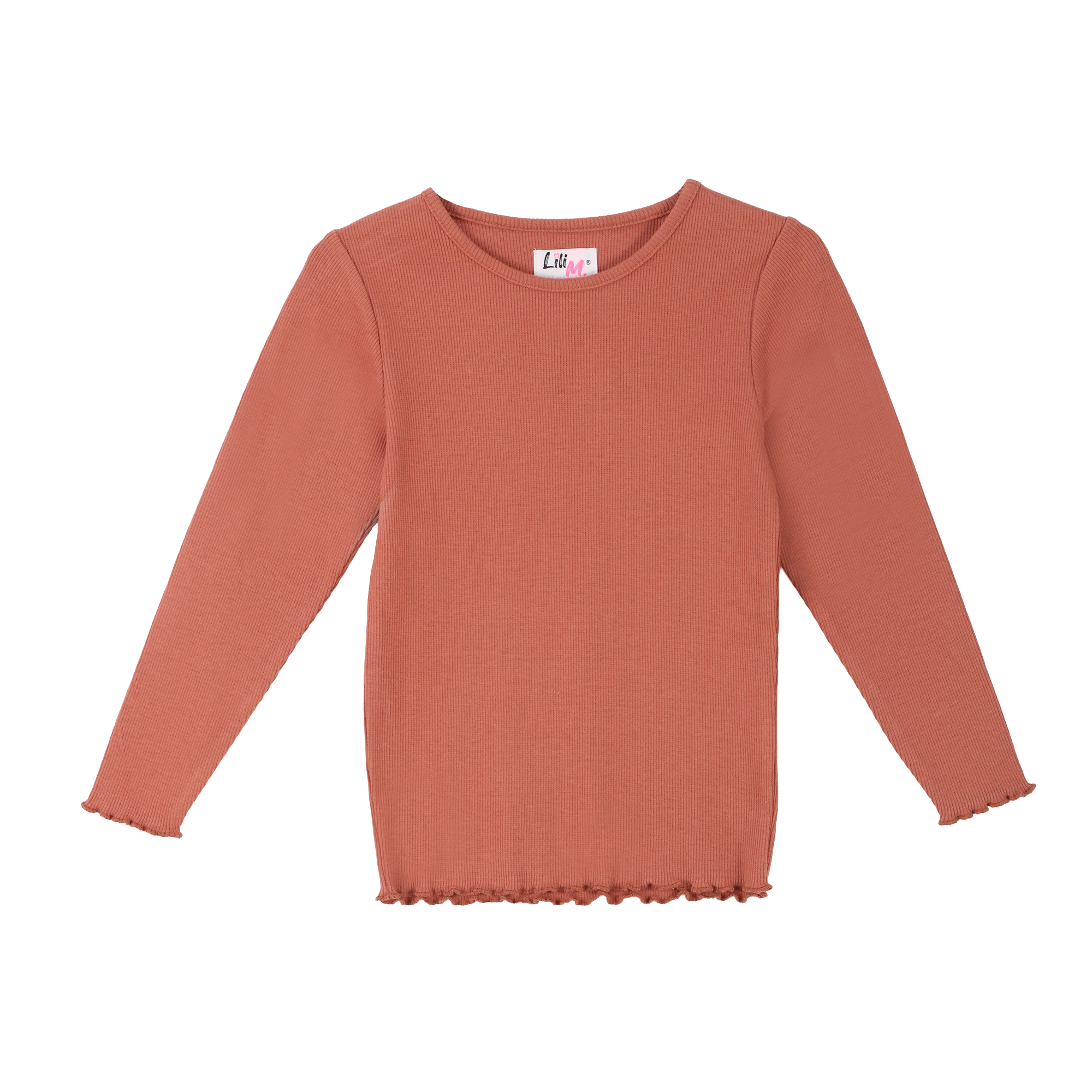 Tee-shirt manches longues côtelé 3/12 ans - Orange