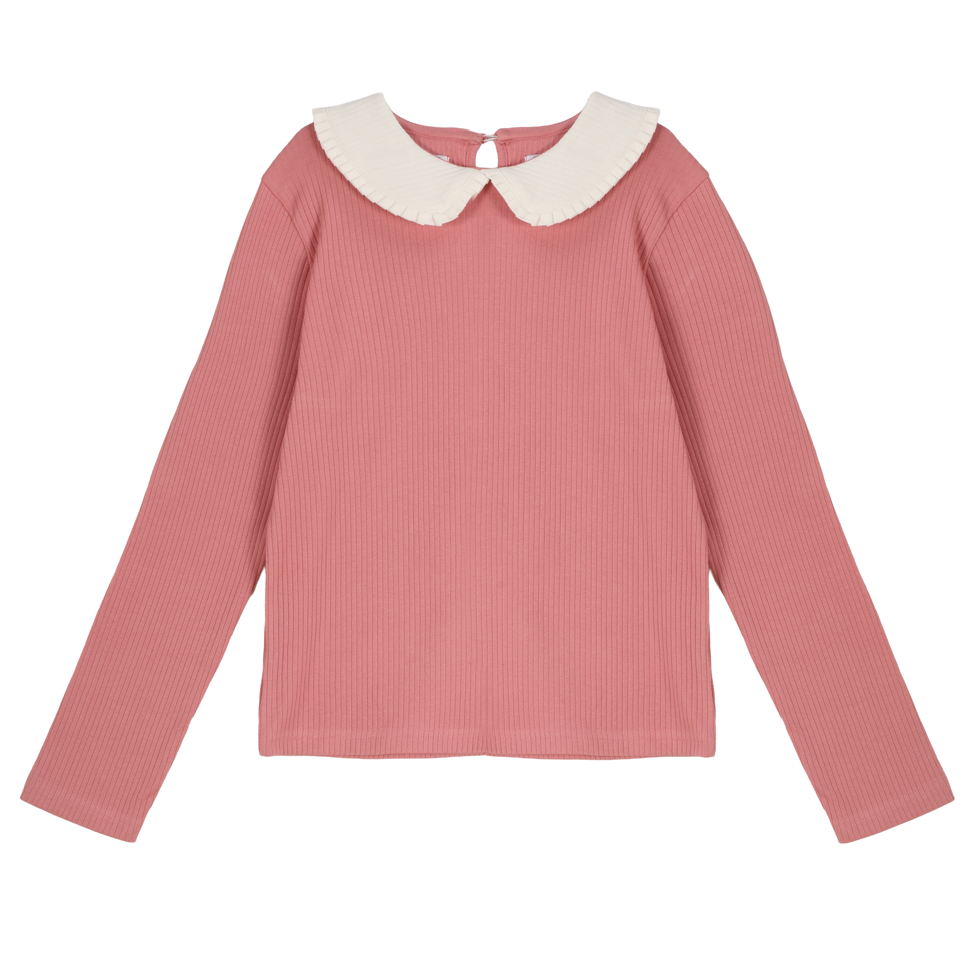 Tee-shirt manches longues col claudine 3/12 ans - Rose