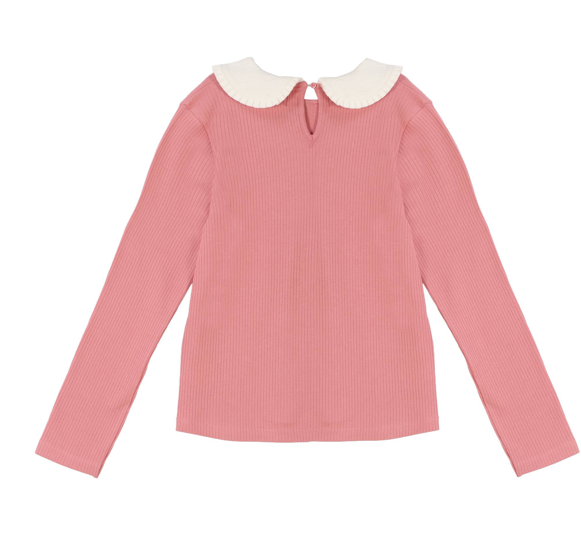 Tee-shirt manches longues col claudine 3/12 ans - Rose