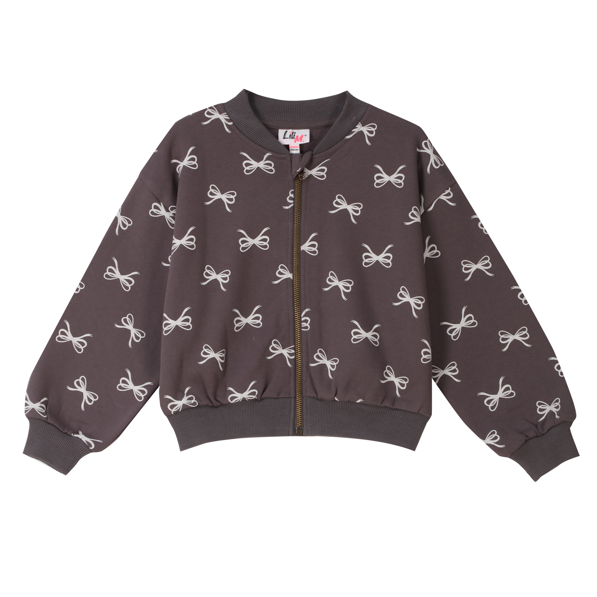 Sweat zippé imprimé 3/12 ans - Gris