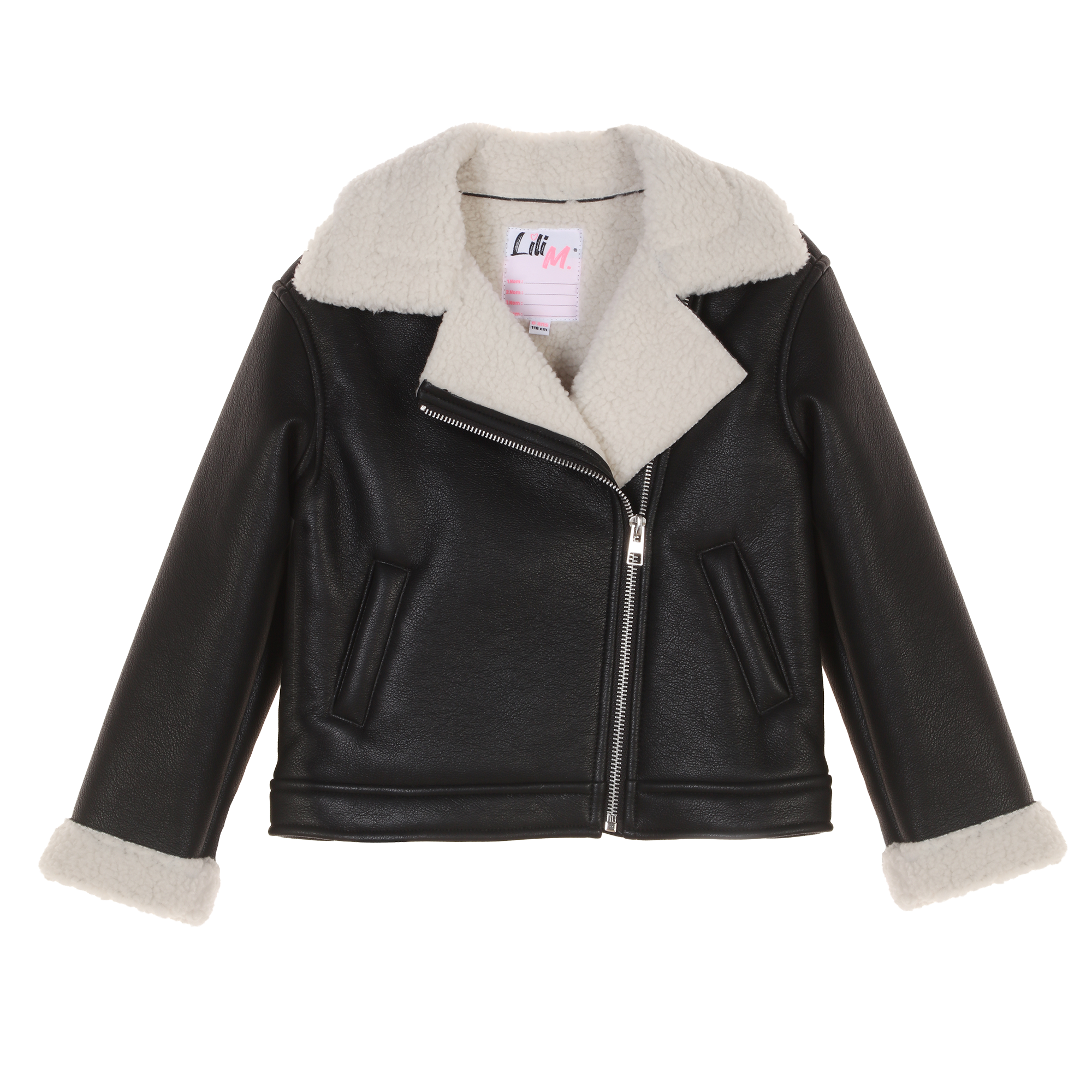 Veste bombardier doublée sherpa 3/12 ans - Noir