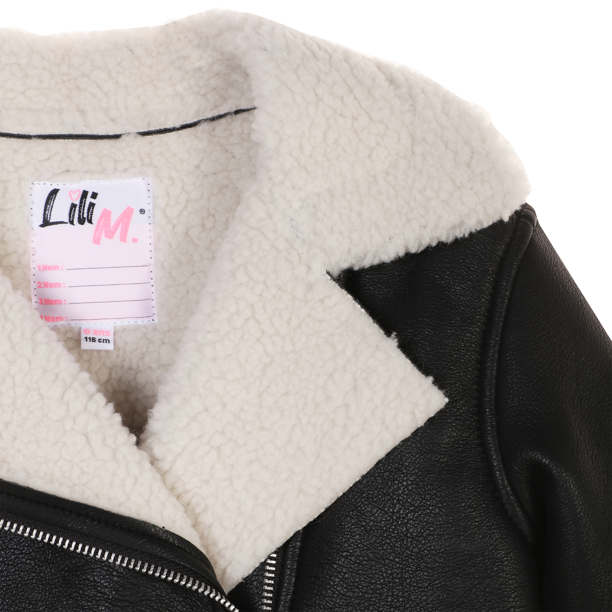 Veste bombardier doublée sherpa 3/12 ans - Noir