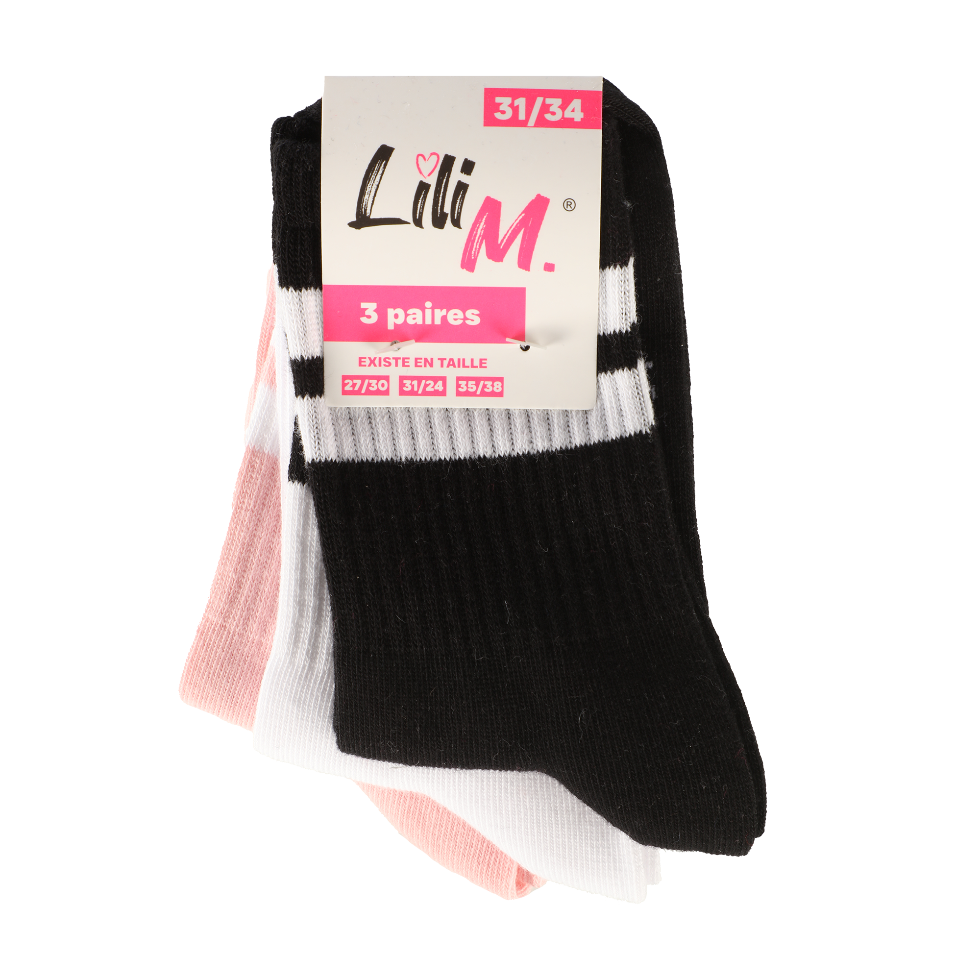 Lot de 3 paires de chaussettes 27/38 - Gris