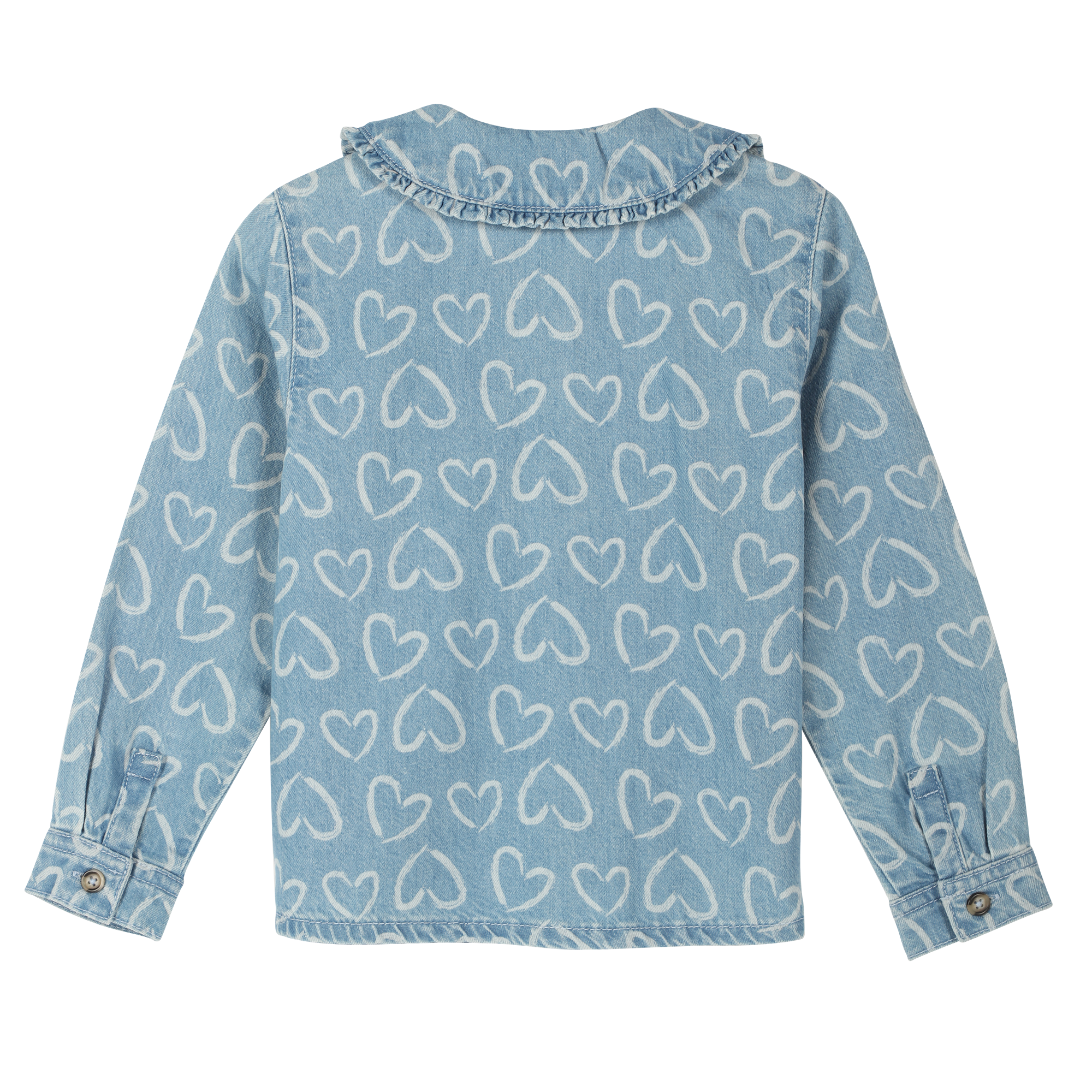 Chemise en jeans col claudine 3/12 ans - Bleu