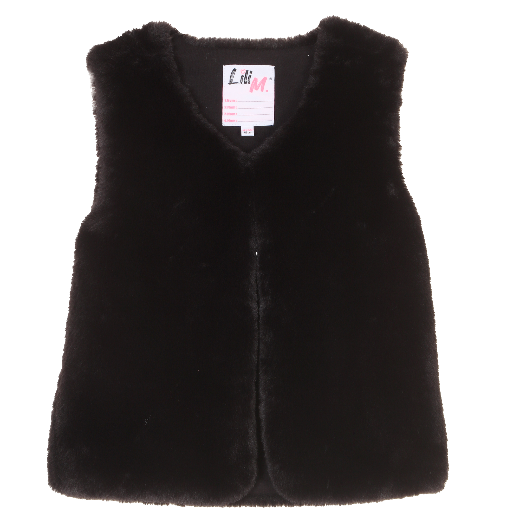 Gilet sans manches fausse fourrure 3/12 ans - Noir