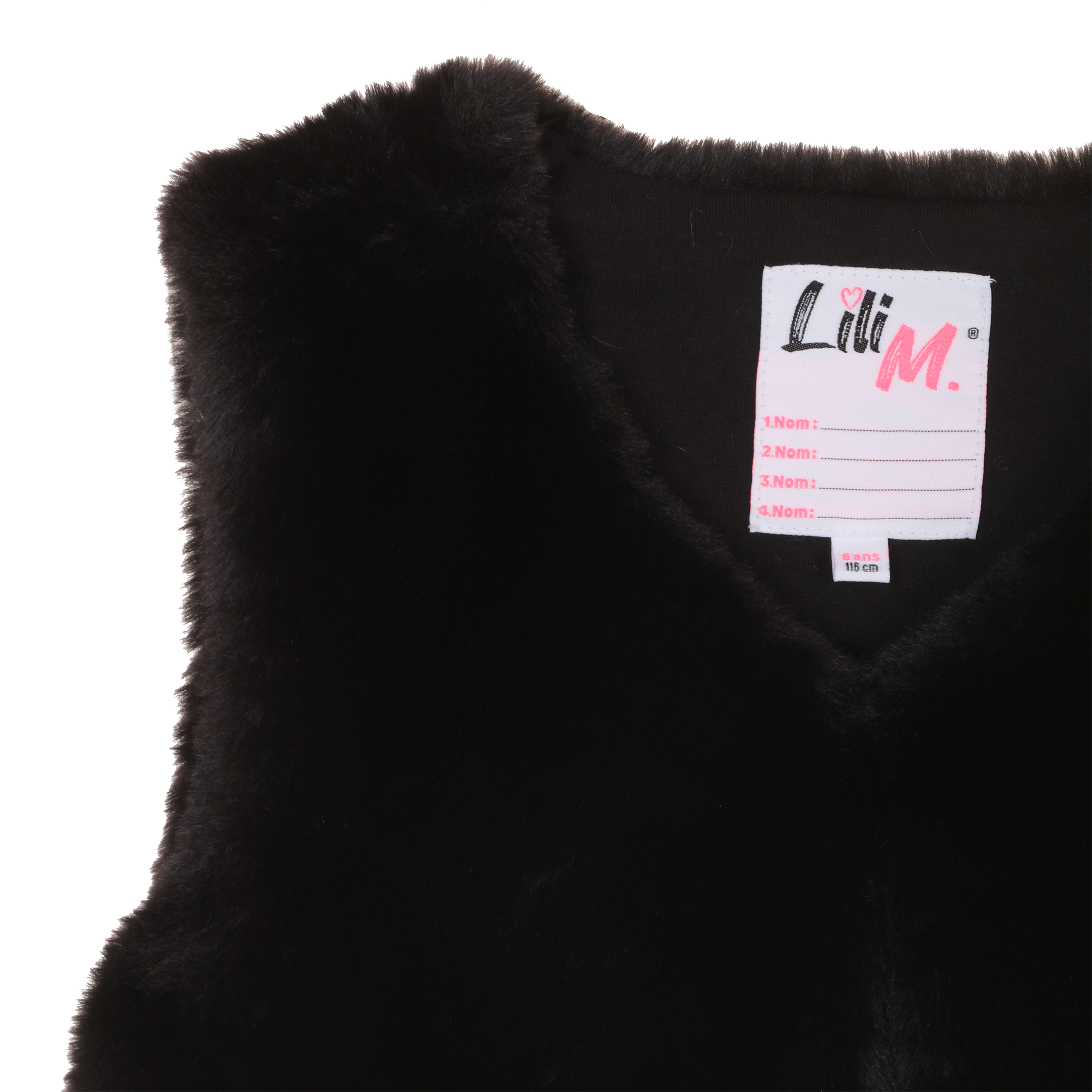 Gilet sans manches fausse fourrure 3/12 ans - Noir