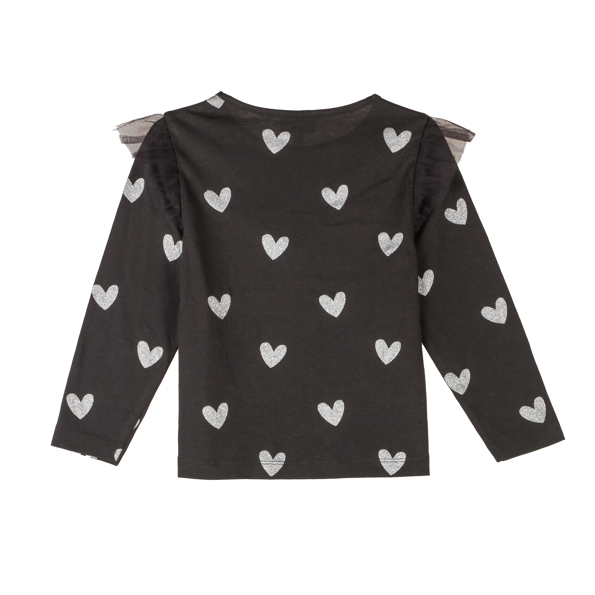 Tee-shirt manches longues à volants 3-12 ans  - Noir