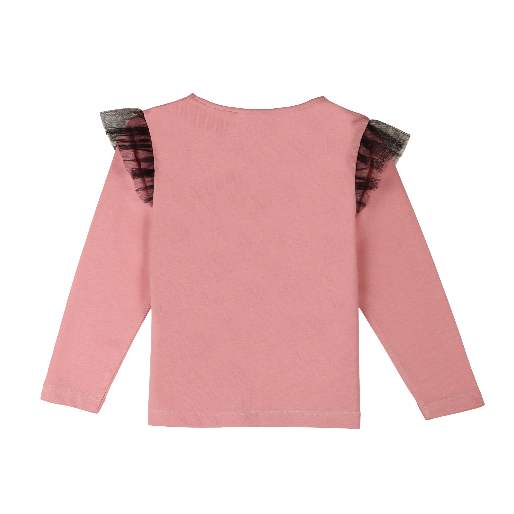 Tee-shirt manches longues à volants 3-12 ans  - Rose