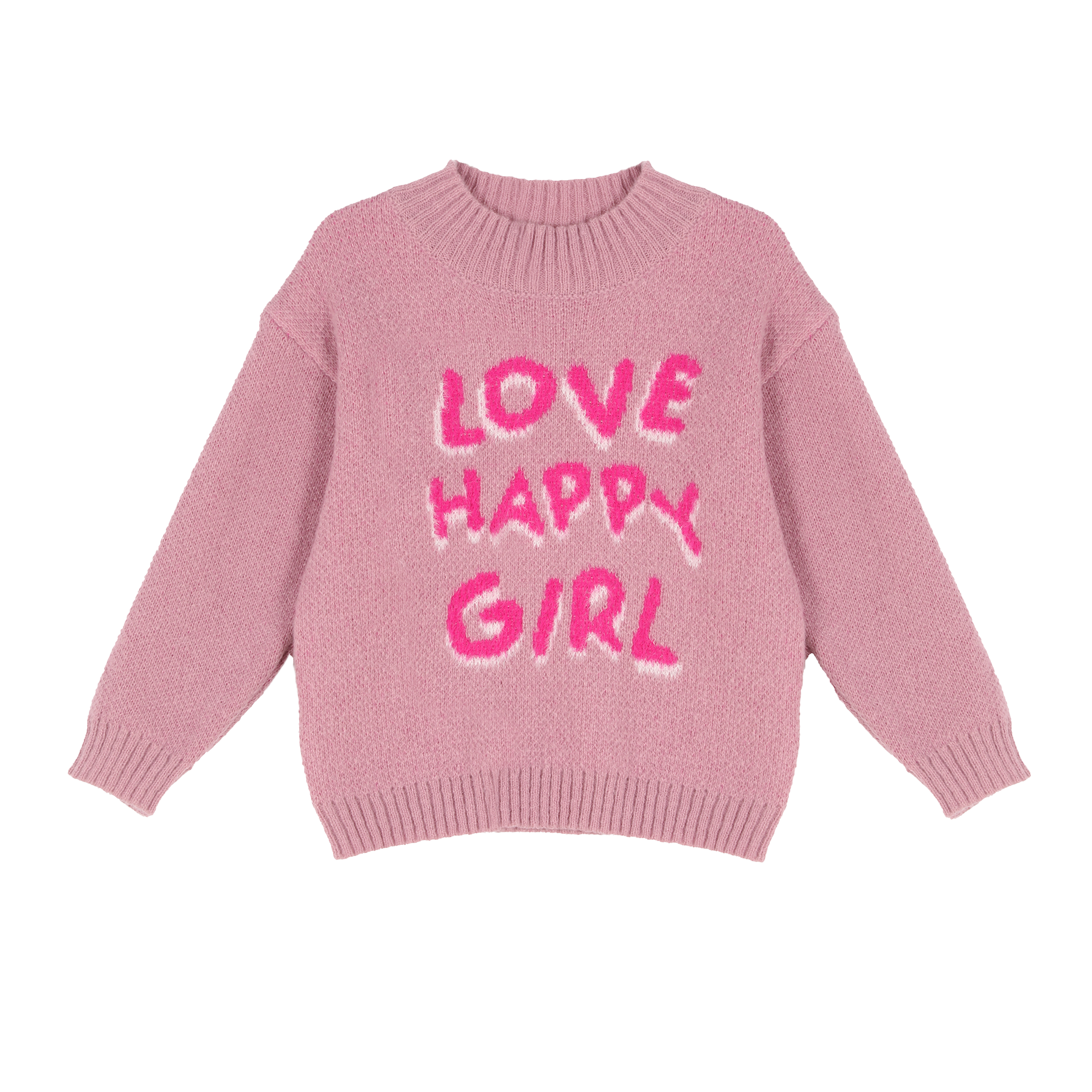 Pull col montant 3/12 ans - Rose