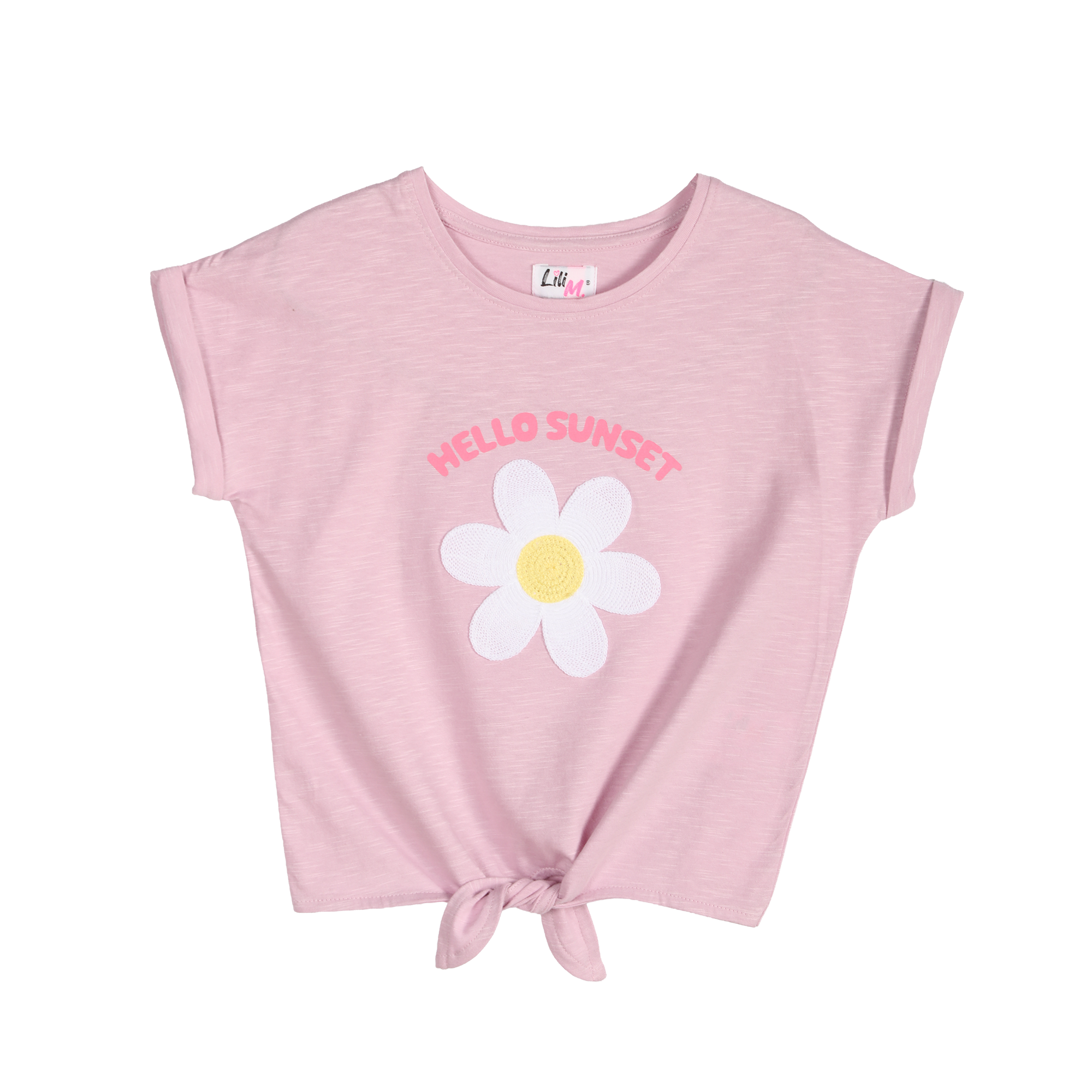 Tee shirt avec noeud et macramé - Violet