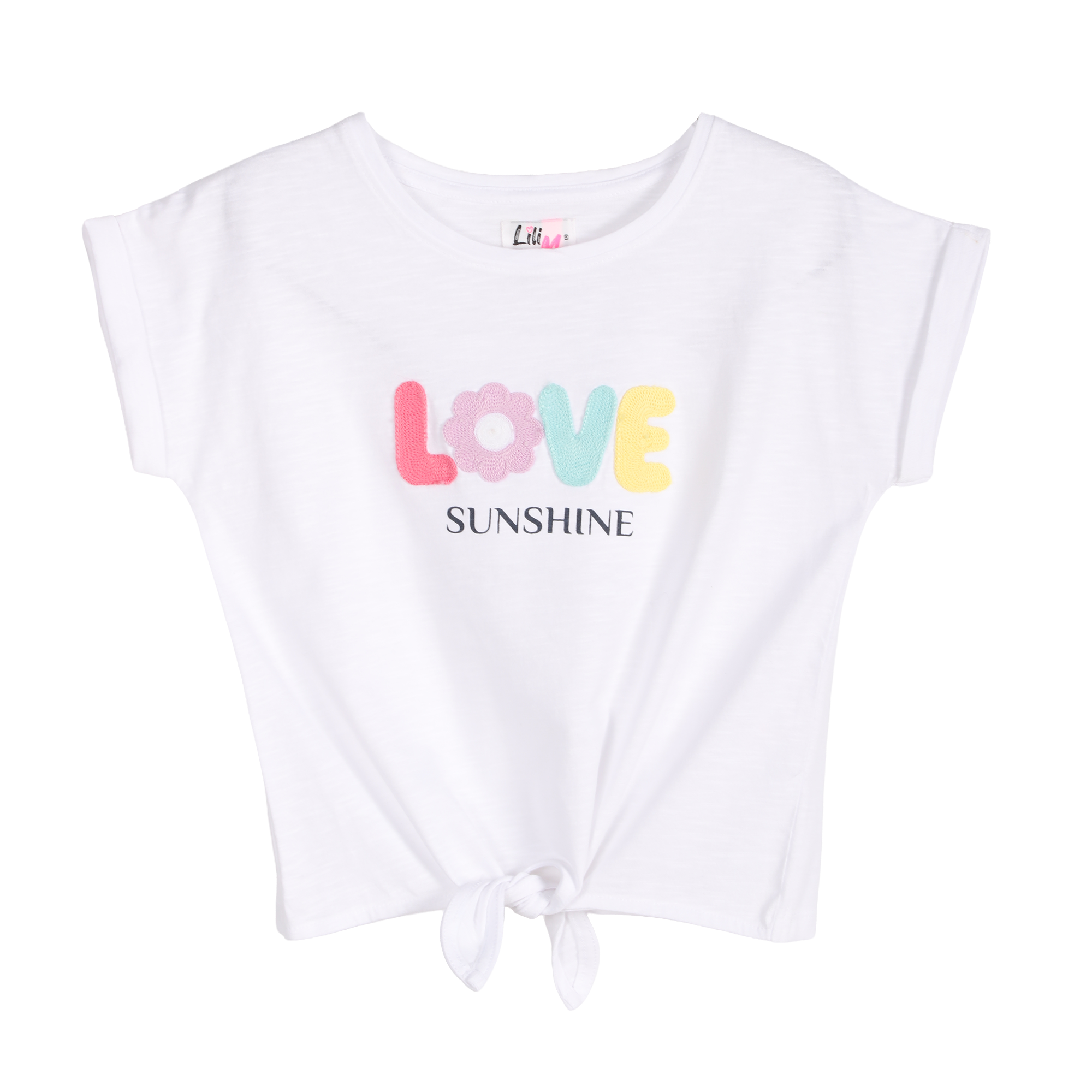 Tee shirt avec noeud et macramé - Blanc