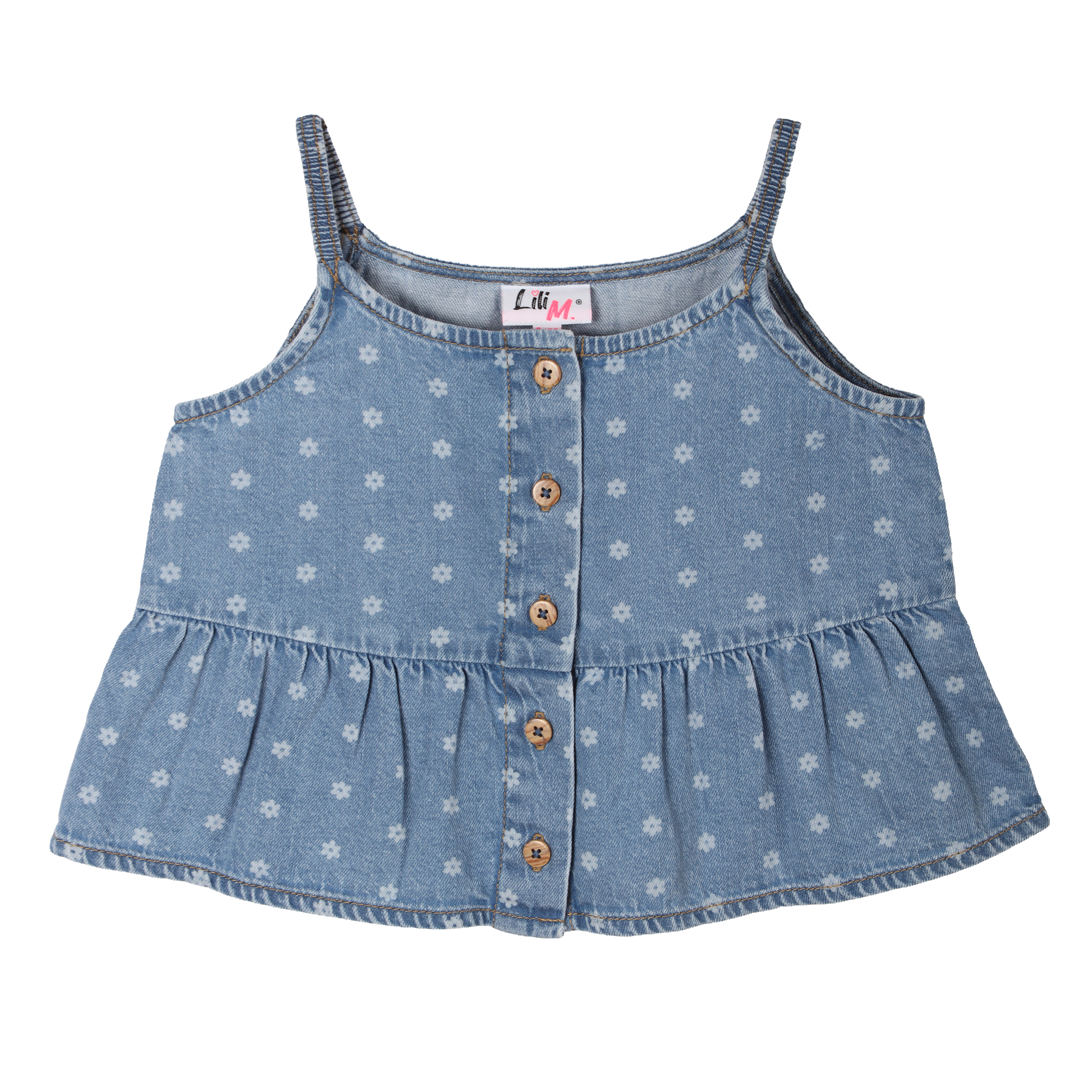 Top en jean bretelles fines - Bleu