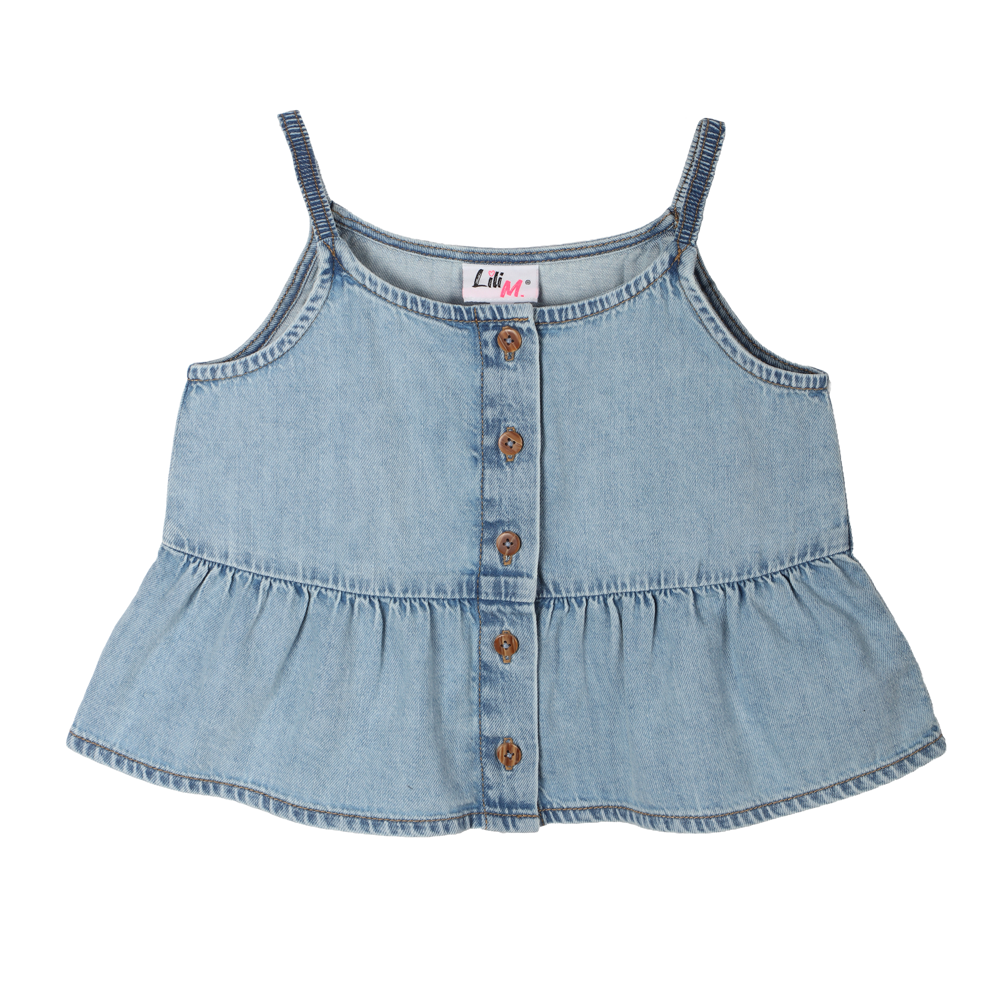 Top en jean bretelles fines - Bleu clair