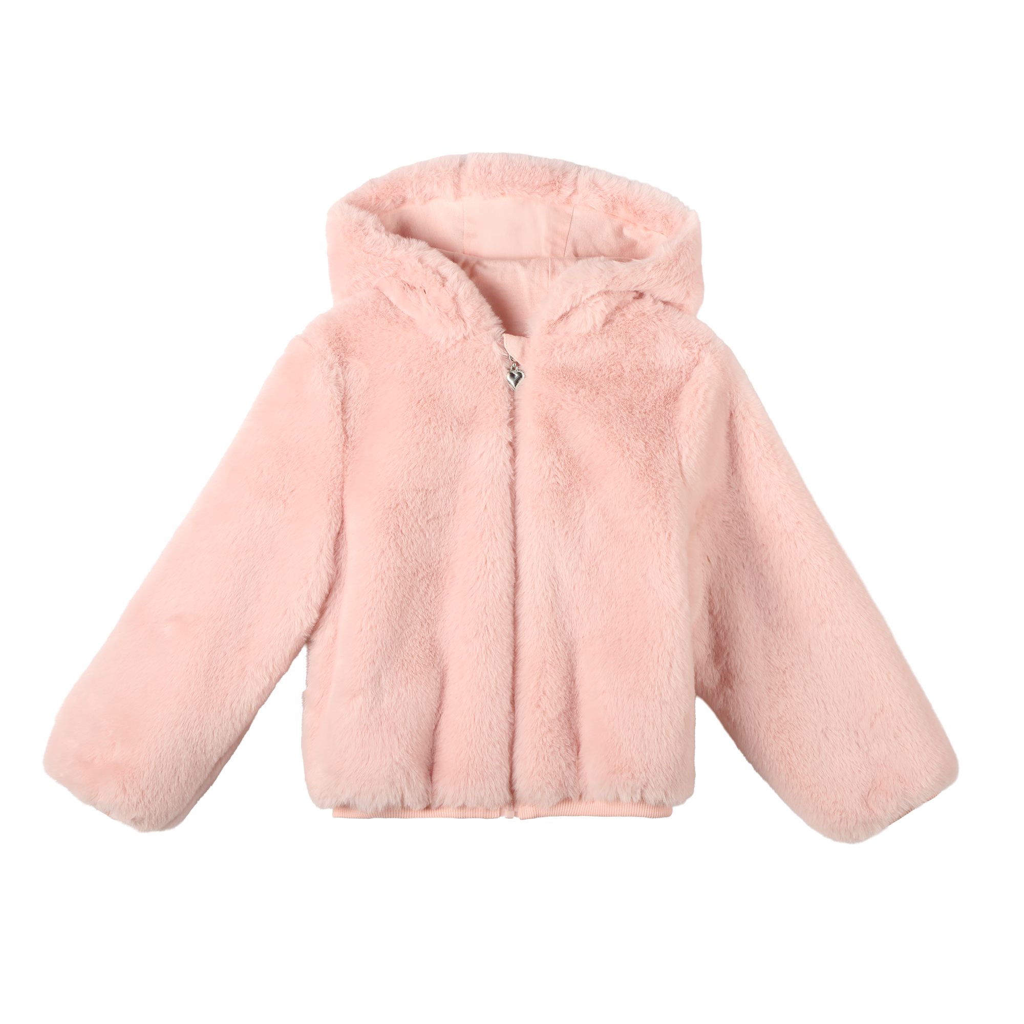 Veste à capuche en fausse fourrure - Rose