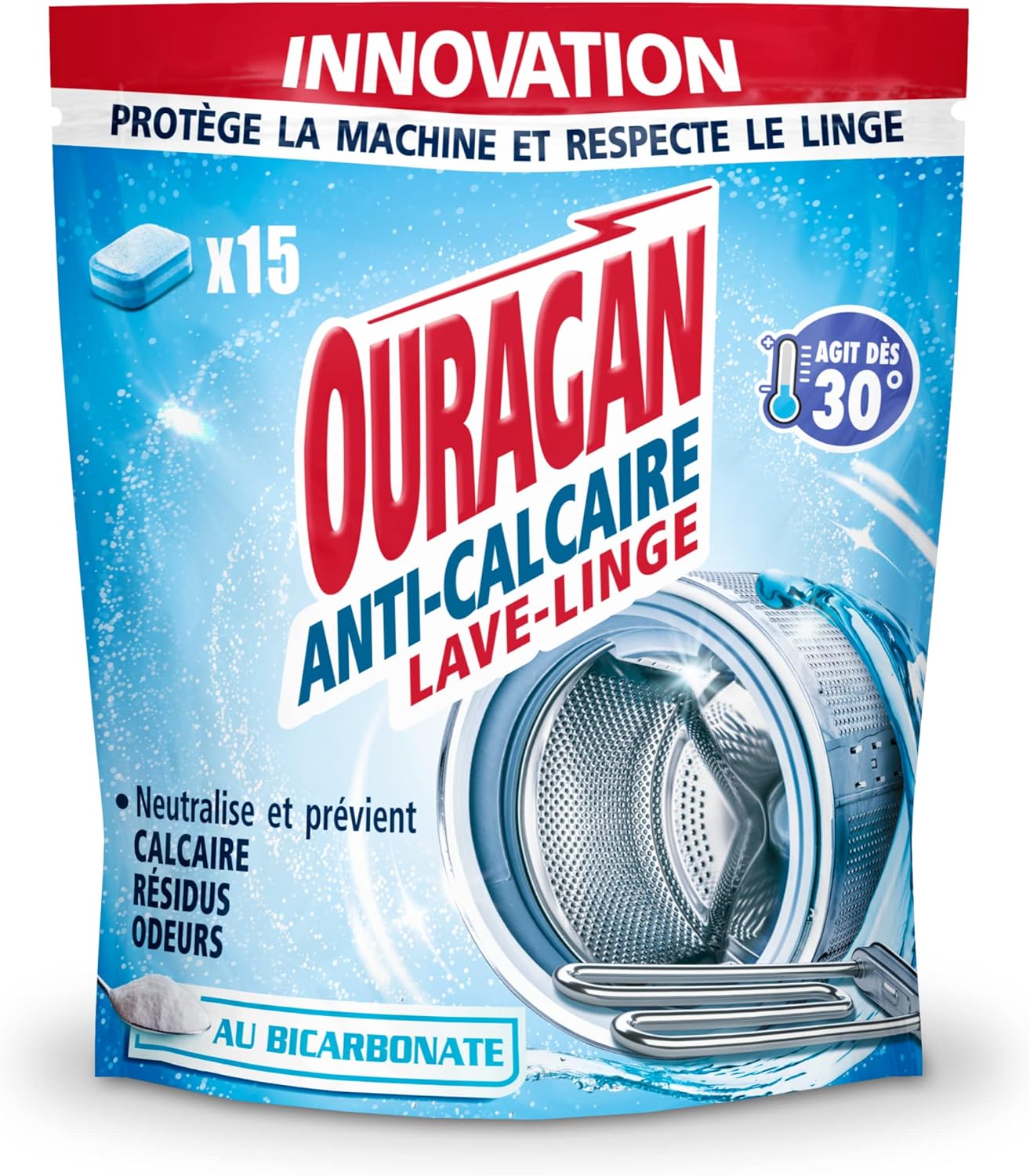 15 tablettes anti calcaire lave linge au bicarbonate