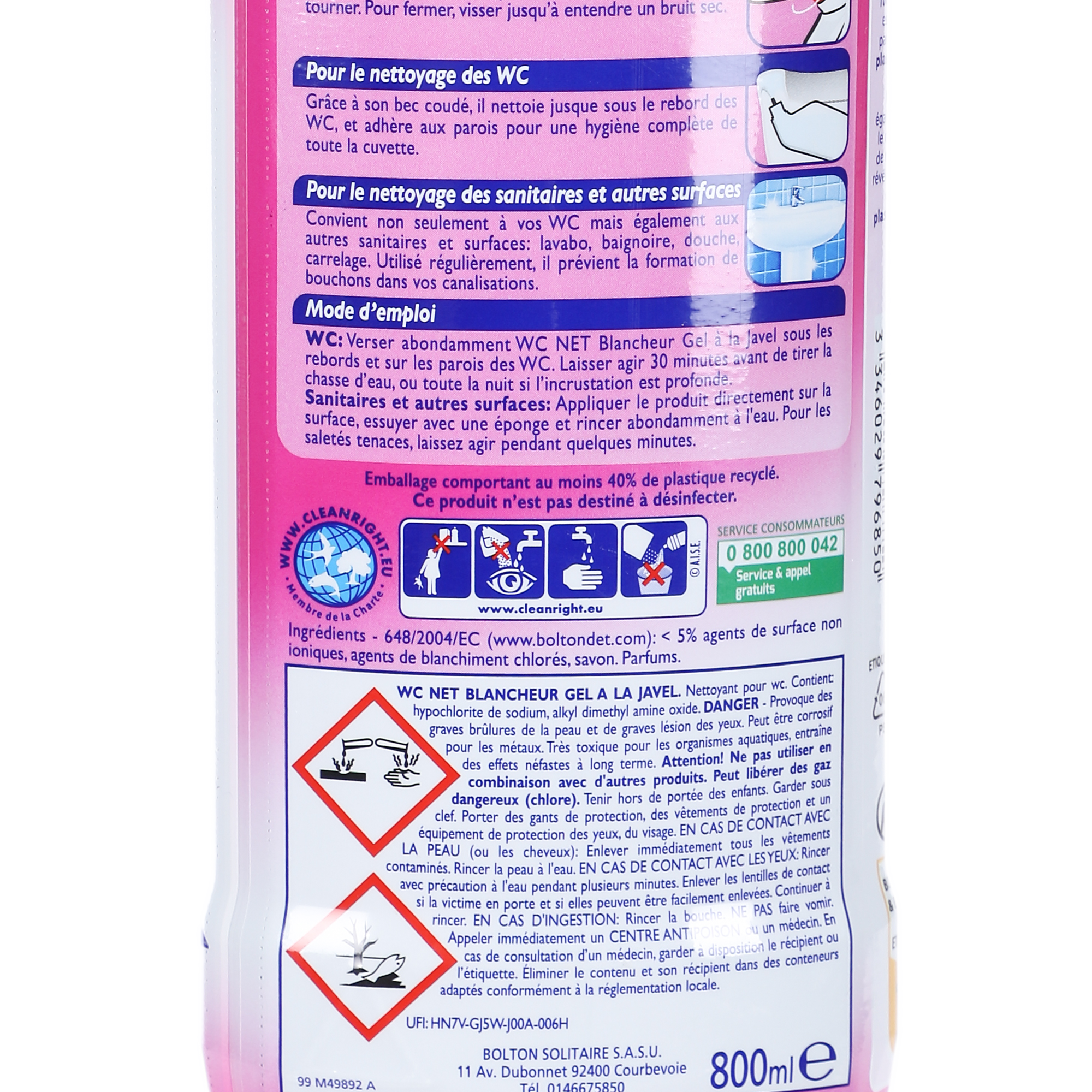 Gel WC blancheur à la javel