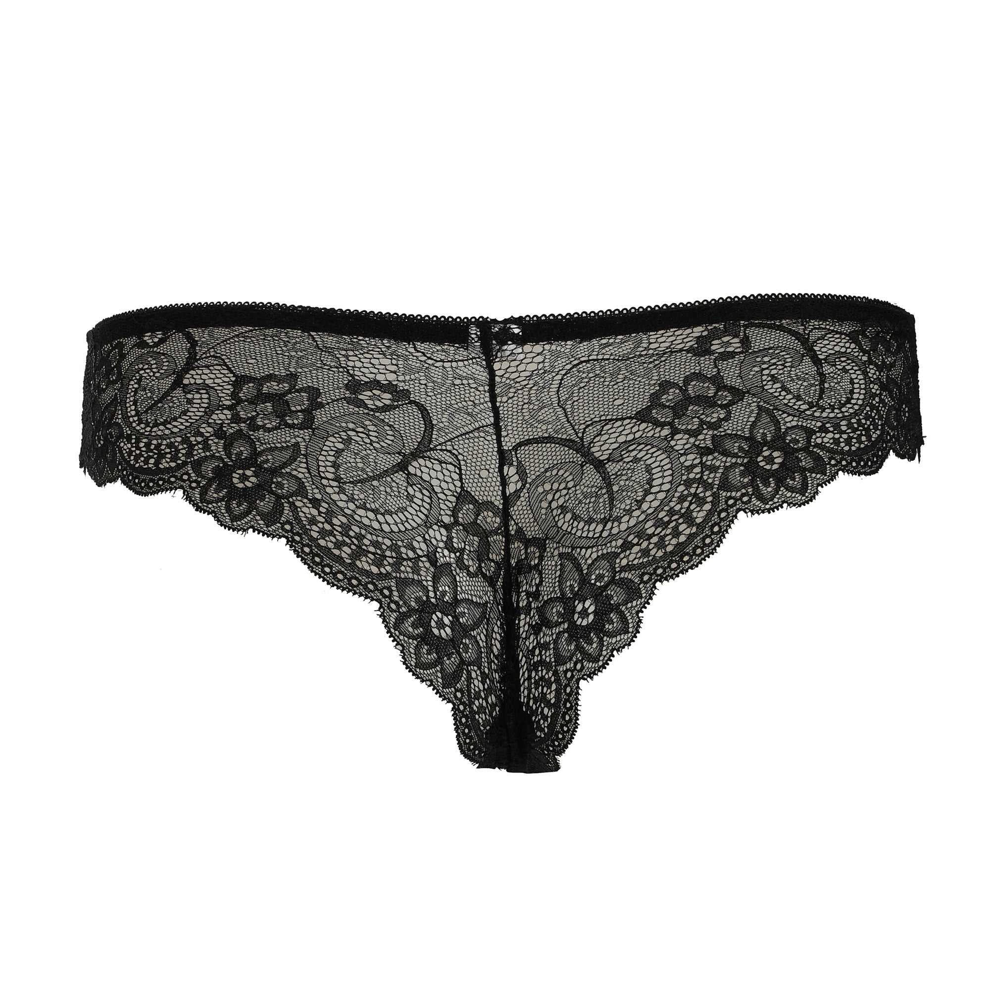 Tanga noir en dentelle