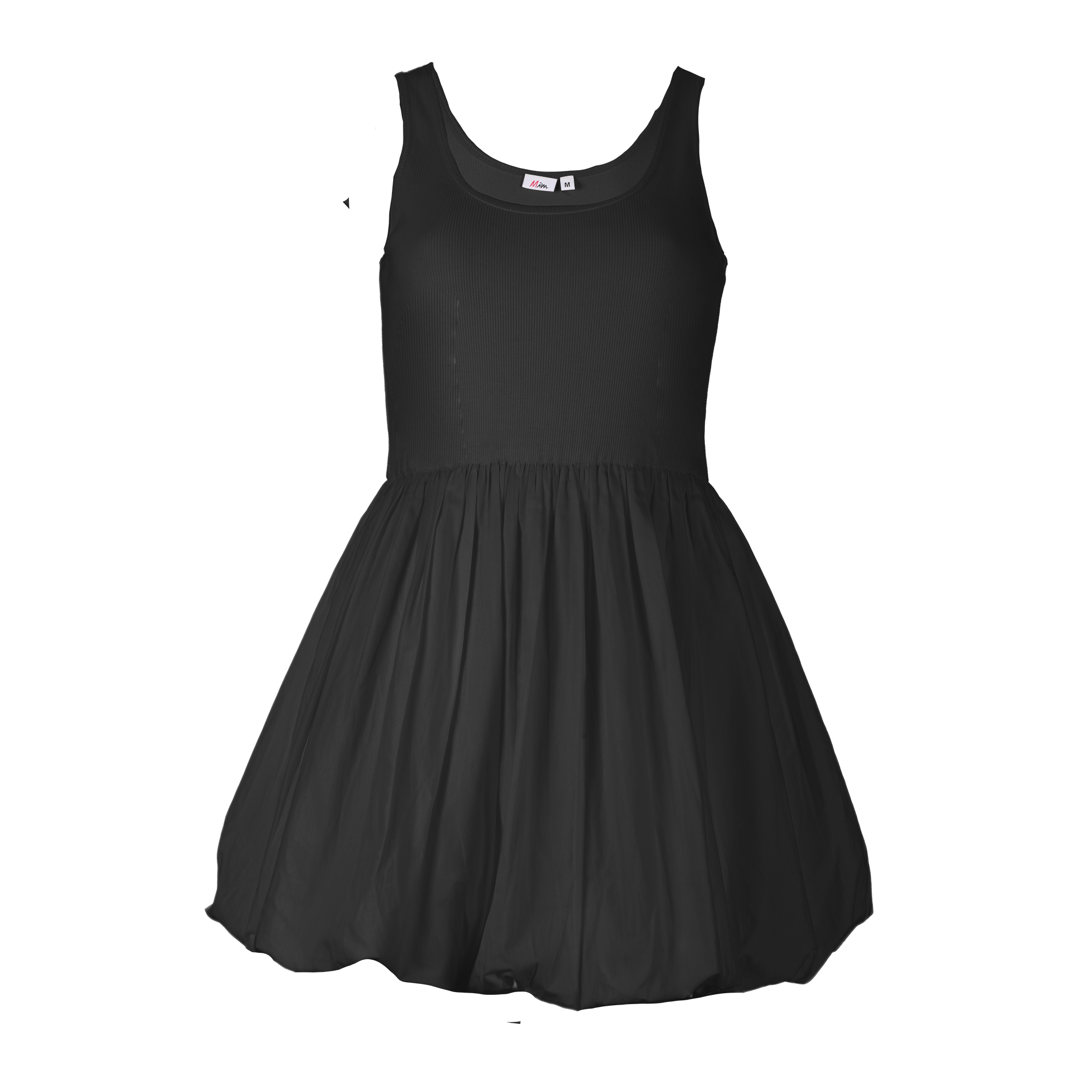 Robe courte boule bi-matière - Noir
