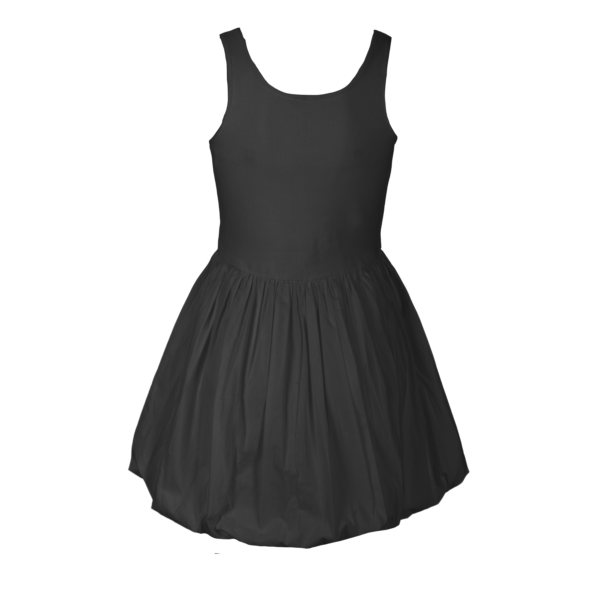 Robe courte boule bi-matière - Noir