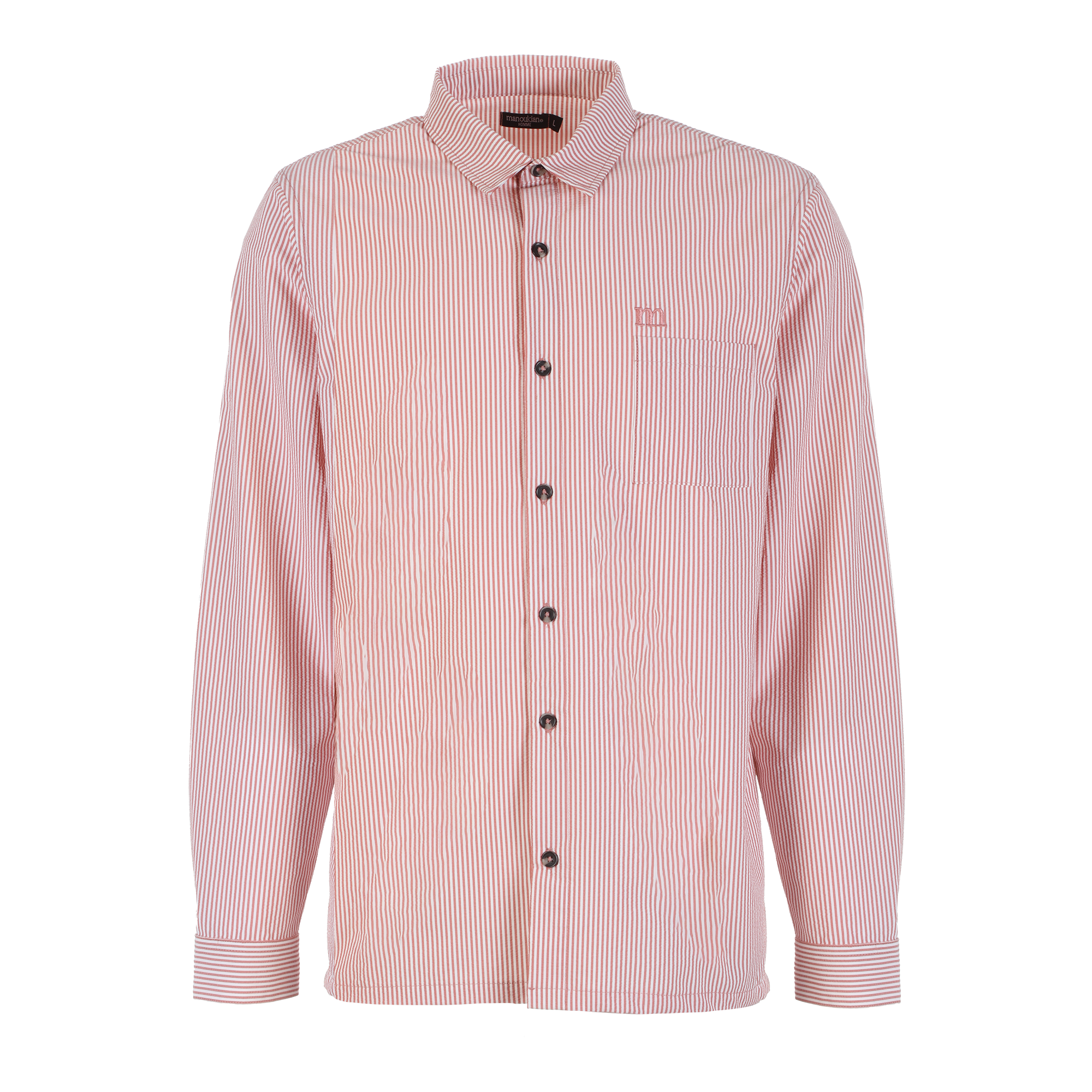Chemise manches longues seersucker - Noir
