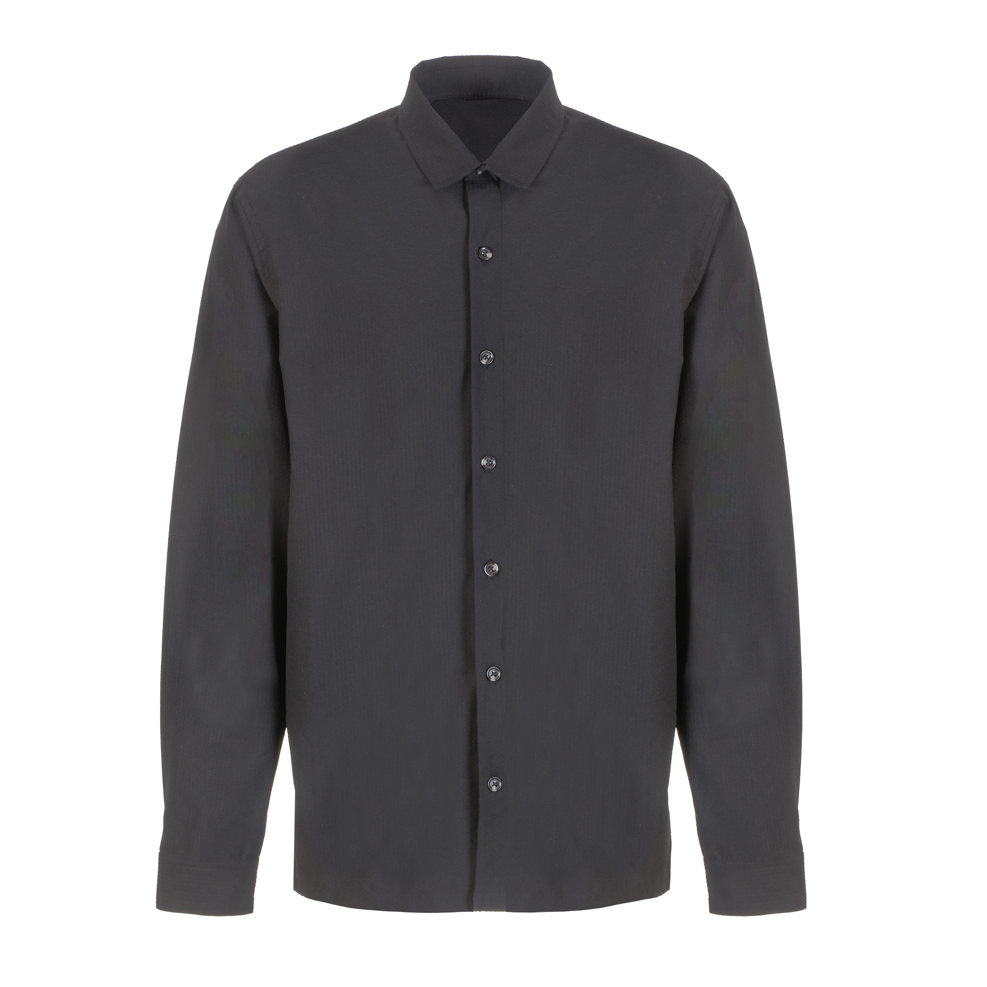 Chemise manches longues seersucker - Noir