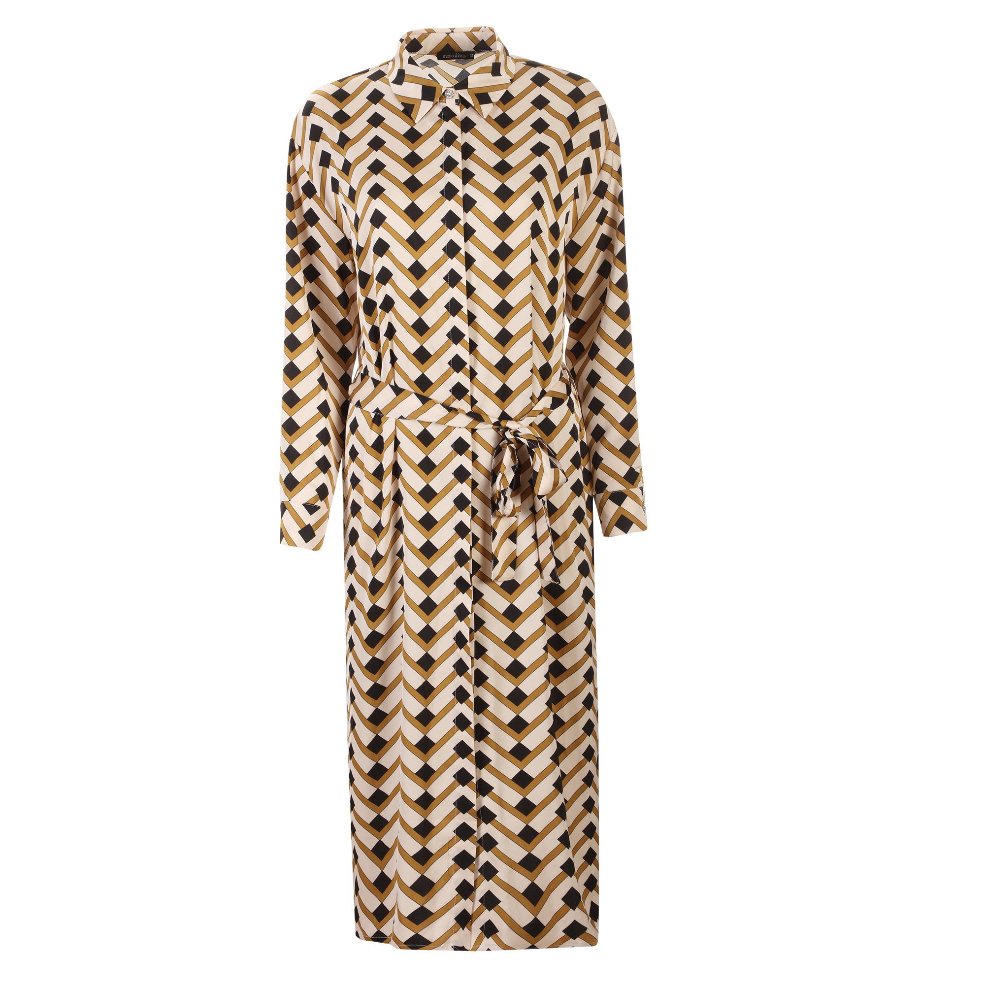 Robe longue imprimée ceinturée - Jaune