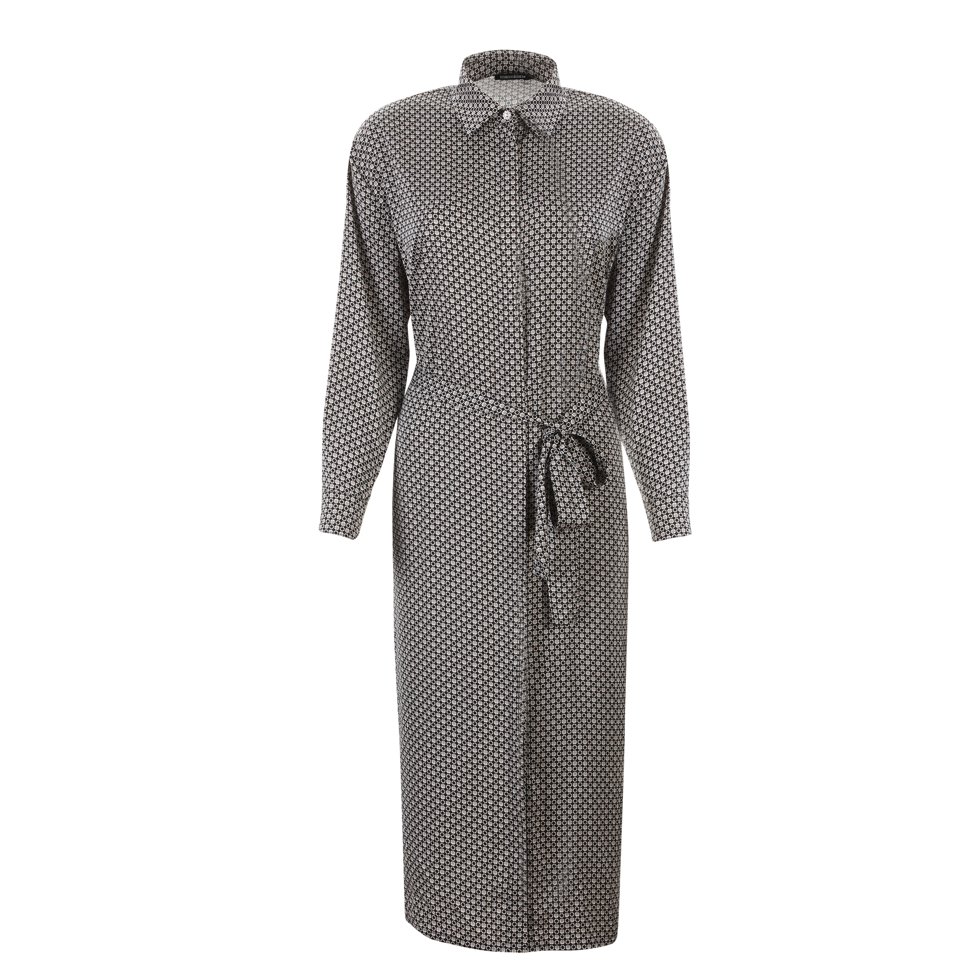 Robe longue imprimée ceinturée - Noir